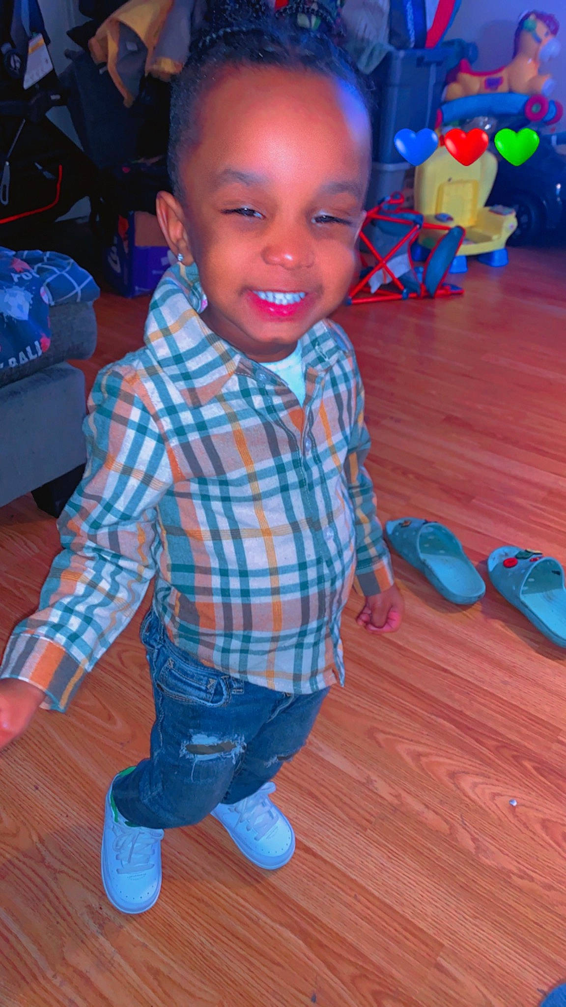 Emon Rockett joined the competition — help win amazing prizes! blue, child, cool, electric_blue, floor, flooring, fun, goggles, hairstyle, happy, head, joint, joy, orange, organ, person, plaid, smile, tartan, toddler