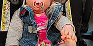 Aero joined the competition — help win amazing prizes! adorable, baby, car_seat, child, child_seat, clothing, cute, denim_jacket, expression, foot, hand, indoor, infant, pacifier, person, pink_clothing, safety, seatbelt, toy, watermelon_print