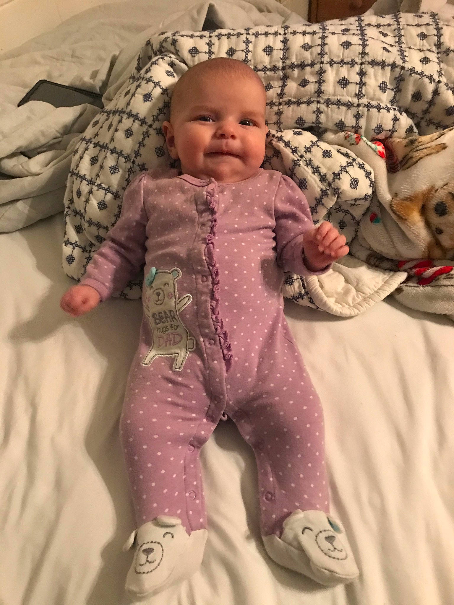 Emilia Jade is registered to the contest to win money with this photo: baby, baby_products, baby_toddler_clothing, child, pajamas, pattern, person, pink, product, skin, smile, textile, toddler