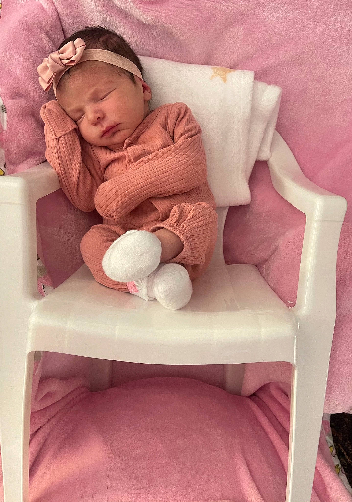 Aurora joined the competition — help win amazing prizes! baby, baby_products, baby_sleeping, baby_toddler_clothing, cap, chair, child, comfort, fashion_accessory, hand, headwear, human_body, leg, linens, magenta, person, pink, product, sitting, textile