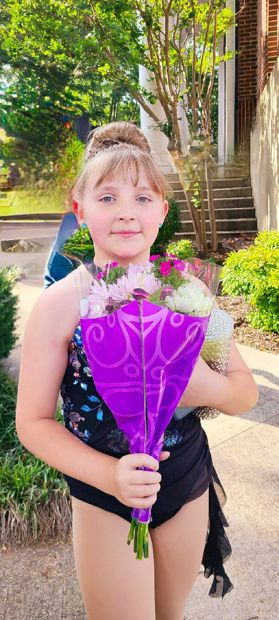 Briana joined the competition — help win amazing prizes! child, costume, dress, electric_blue, event, fashion_accessory, formal_wear, fun, grass, happy, jewellery, joy, magenta, people_in_nature, person, personal_protective_equipment, petal, pink, plant, purple