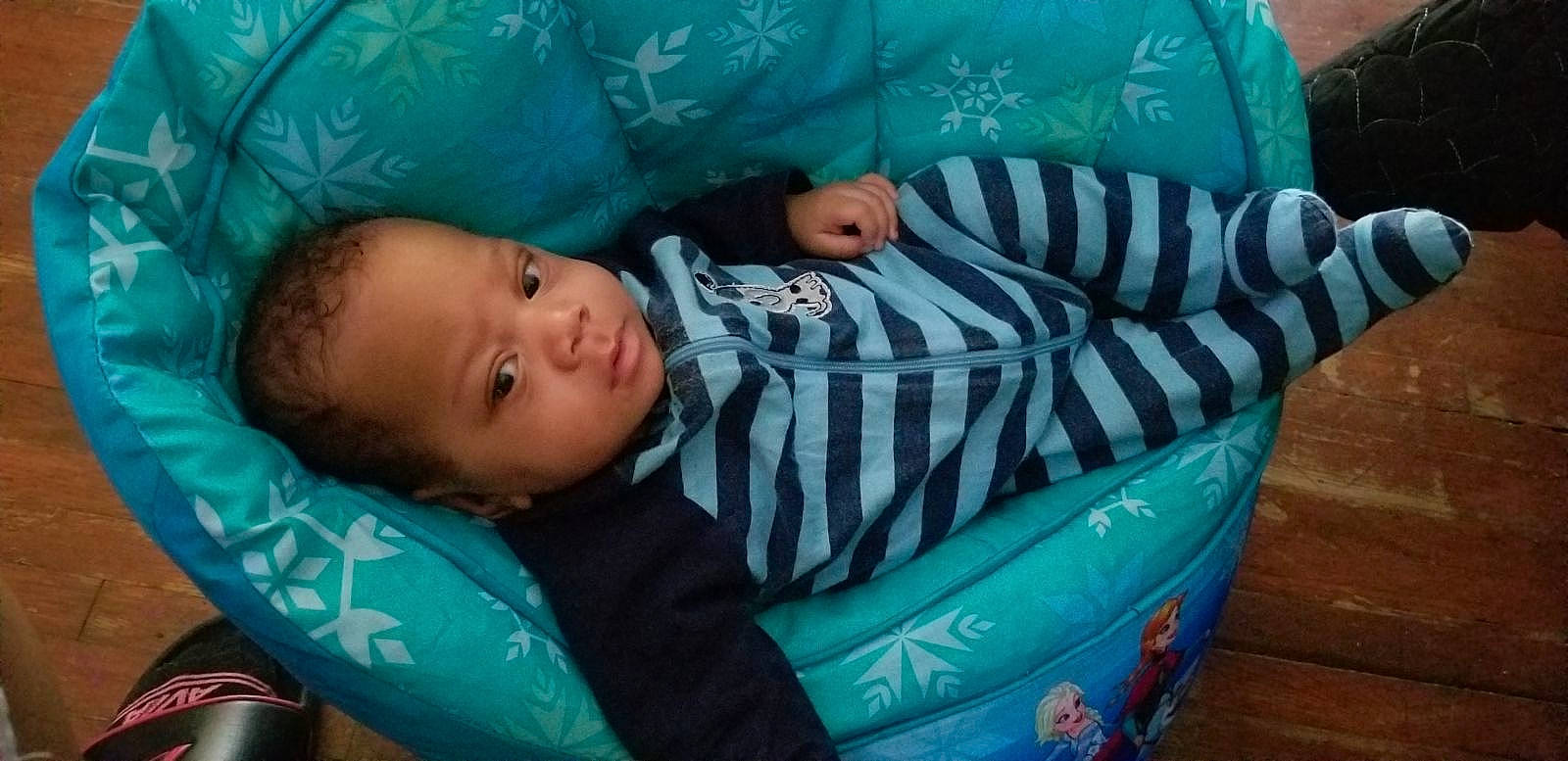 Cortez is registered to the contest to win money with this photo: baby, baby_products, bedtime, cheek, child, comfort, infant_bed, person, product, skin, smile, toddler, turquoise