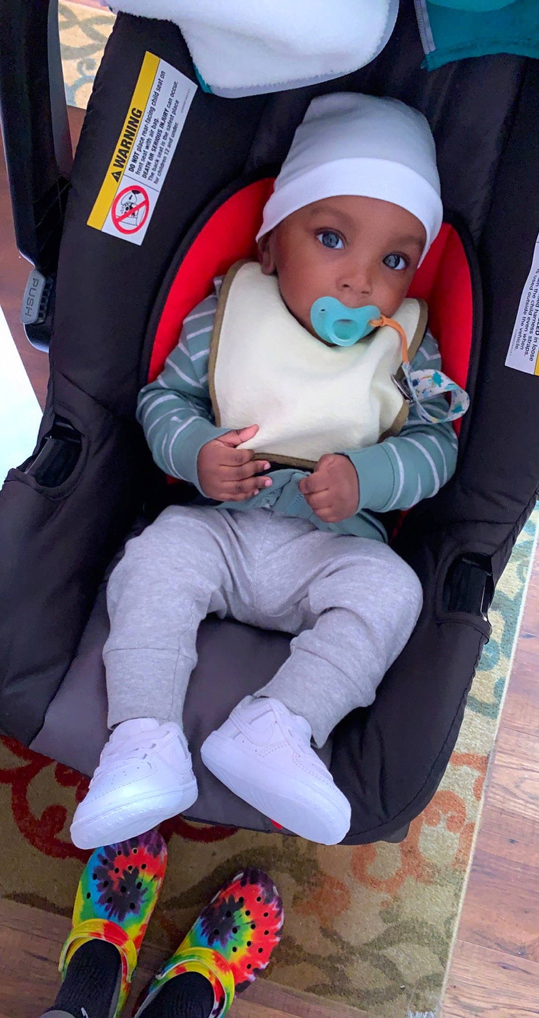 Braylin joined the competition — help win amazing prizes! baby, baby_carriage, baby_products, baby_toddler_clothing, cap, car_seat, carmine, chair, child, comfort, eye, fun, headwear, knee, lap, leisure, person, sitting, sock, thigh
