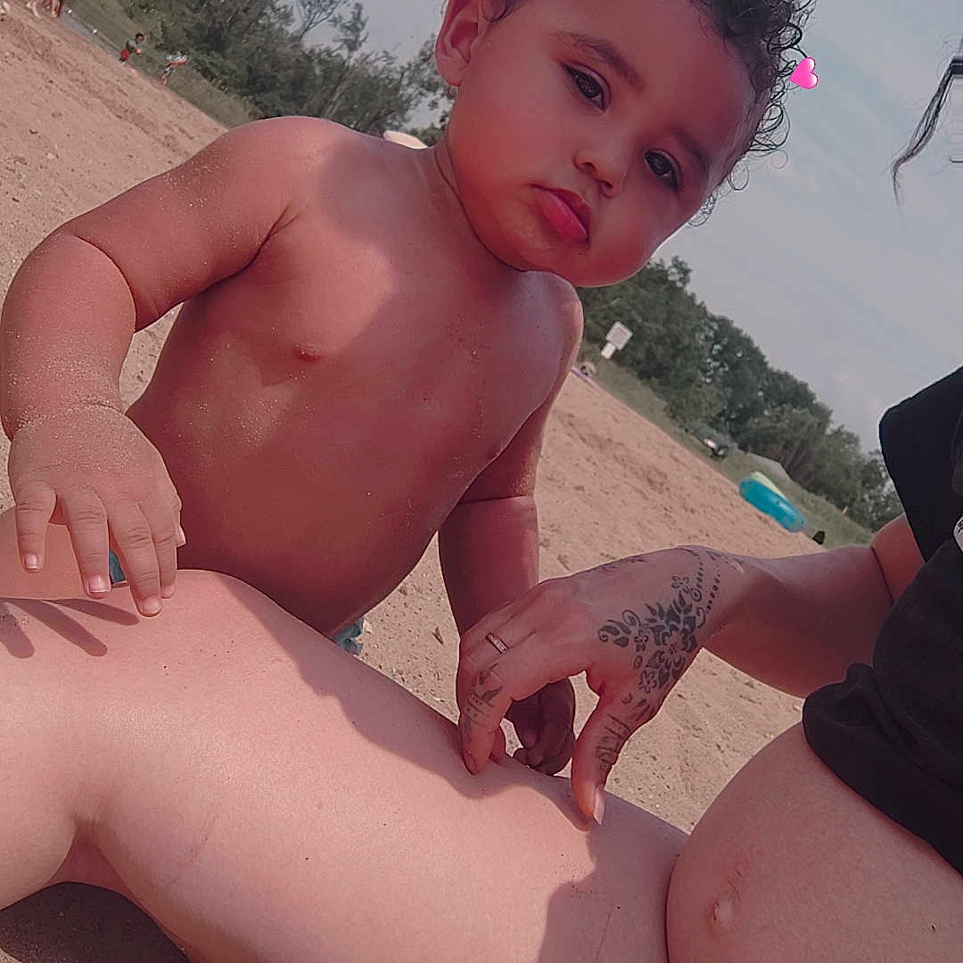 Nikolai joined the competition — help win amazing prizes! beach, child, clouds, curly_hair, cute, family, legs, nature, outdoor, people, play, pregnant, sand, sky, summer, sunlight, tattoo, toddler, trees, water