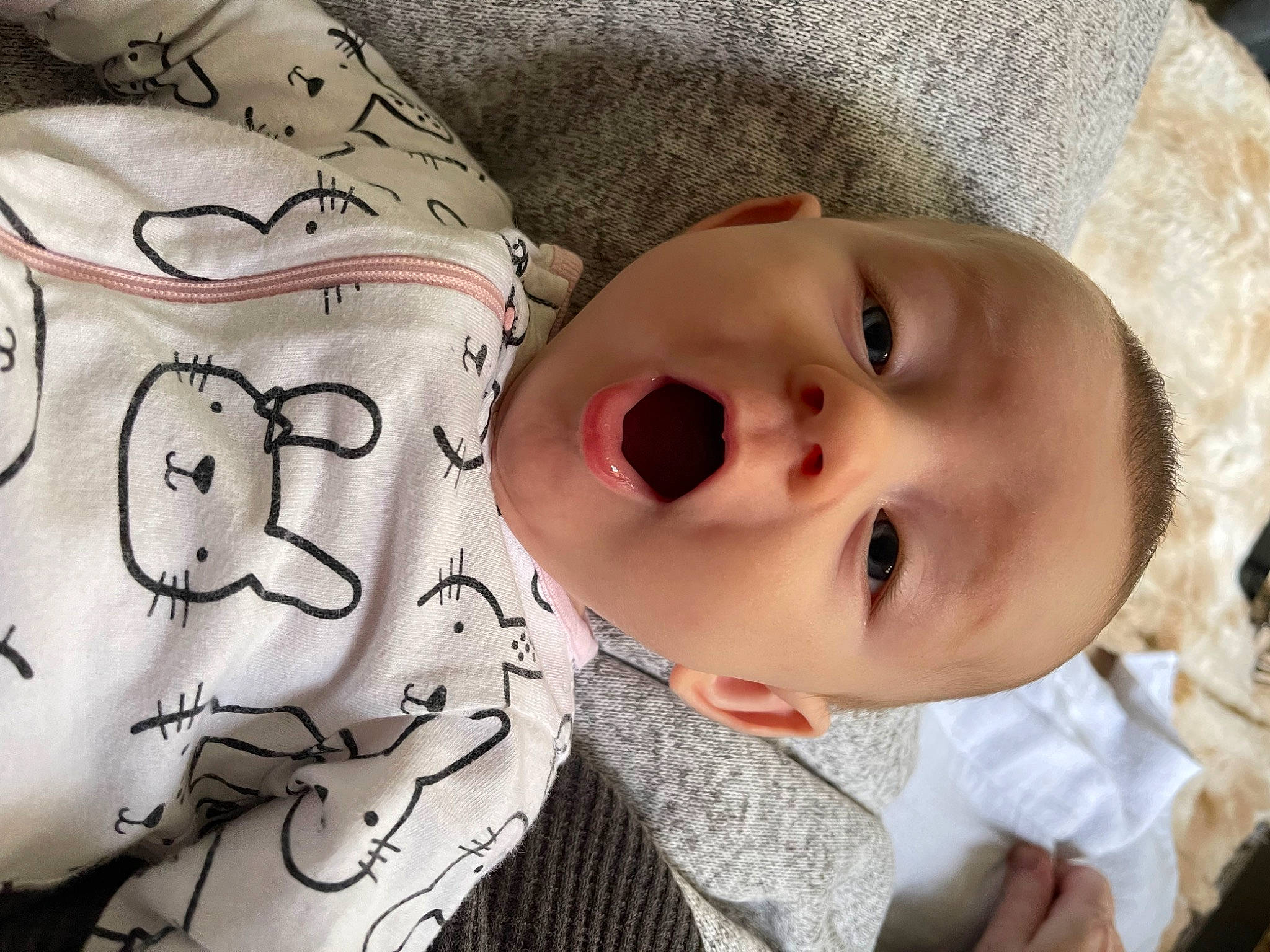 Cassandra joined the competition — help win amazing prizes! baby, baby_toddler_clothing, beauty, carmine, cheek, child, comfort, eyebrow, eyelash, facial_expression, happy, hat, linens, lip, mouth, nose, person, skin, sleeve, surprise