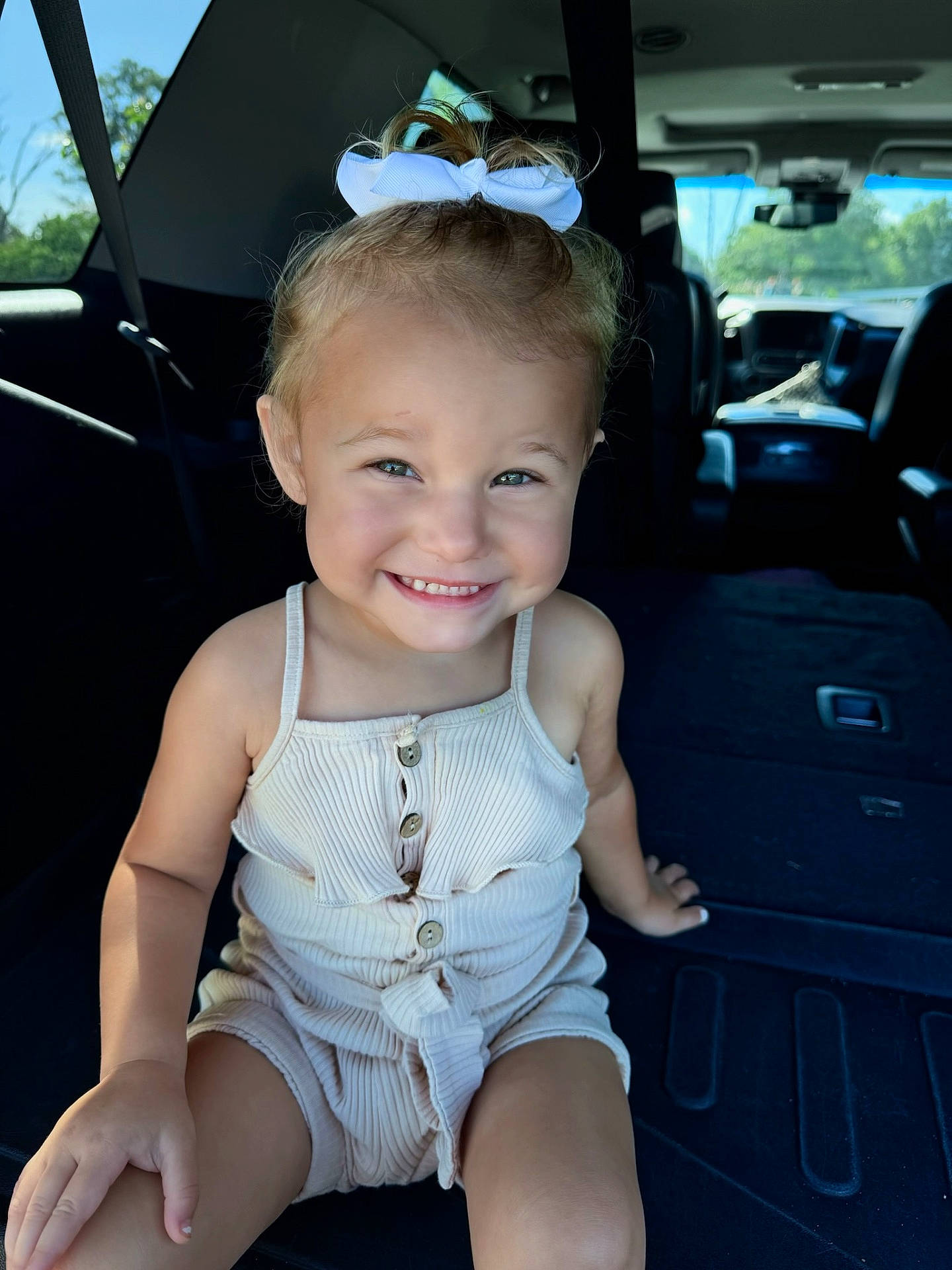 Zep'Lynn joined the competition — help win amazing prizes! baby, bodypart, car, clothing, cushion, dress, face, happy, head, homedecor, mouth, person, photography, portrait, shorts, sitting, smile, teeth, transportation, vehicle