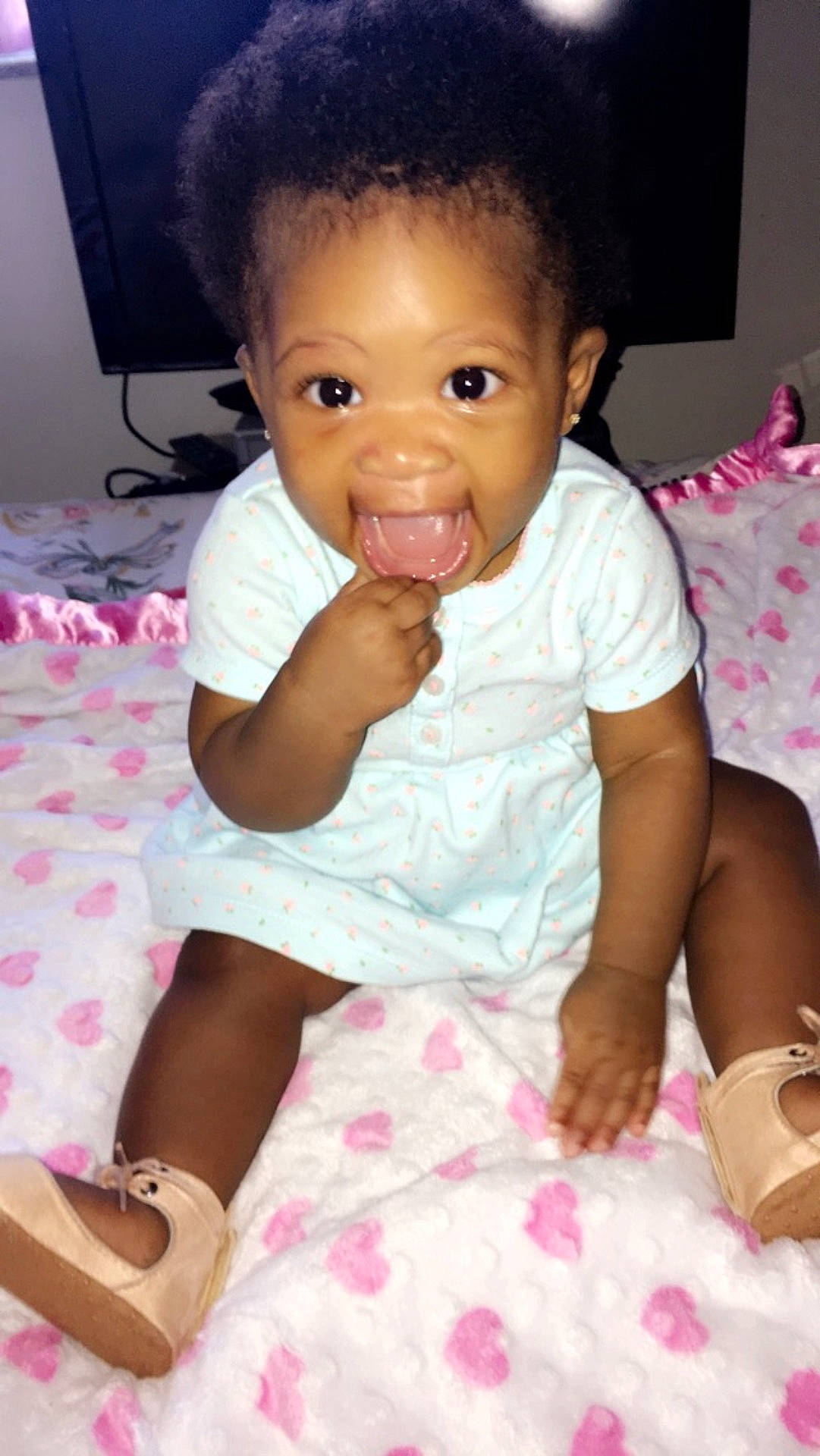 Calia joined the competition — help win amazing prizes! black_hair, cheek, child, day, finger, girl, hair, hairstyle, head, human_hair_color, infant, leg, mouth, nose, person, pink, product, sitting, skin, smile