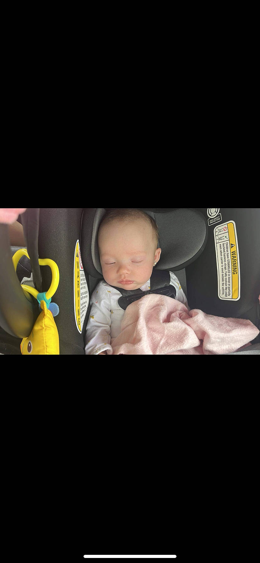 Aliviah joined the competition — help win amazing prizes! auto_part, baby, baby_carriage, baby_products, baby_safety, baby_toddler_clothing, car_seat, comfort, darkness, flash_photography, font, happy, infant_bed, linens, person, photo_caption, room, sitting, sleeve, t_shirt