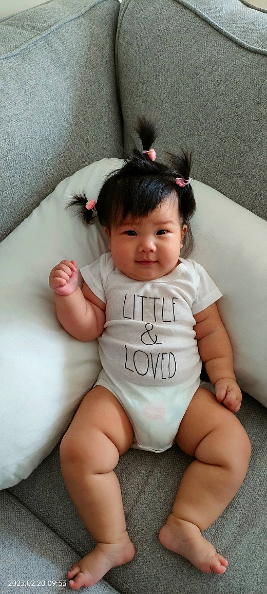 Abigail joined the competition — help win amazing prizes! arm, baby_toddler_clothing, comfort, eye, face, finger, hairstyle, head, human_body, leg, neck, person, pink, product, skin, sleeve, smile, stomach, textile, thigh