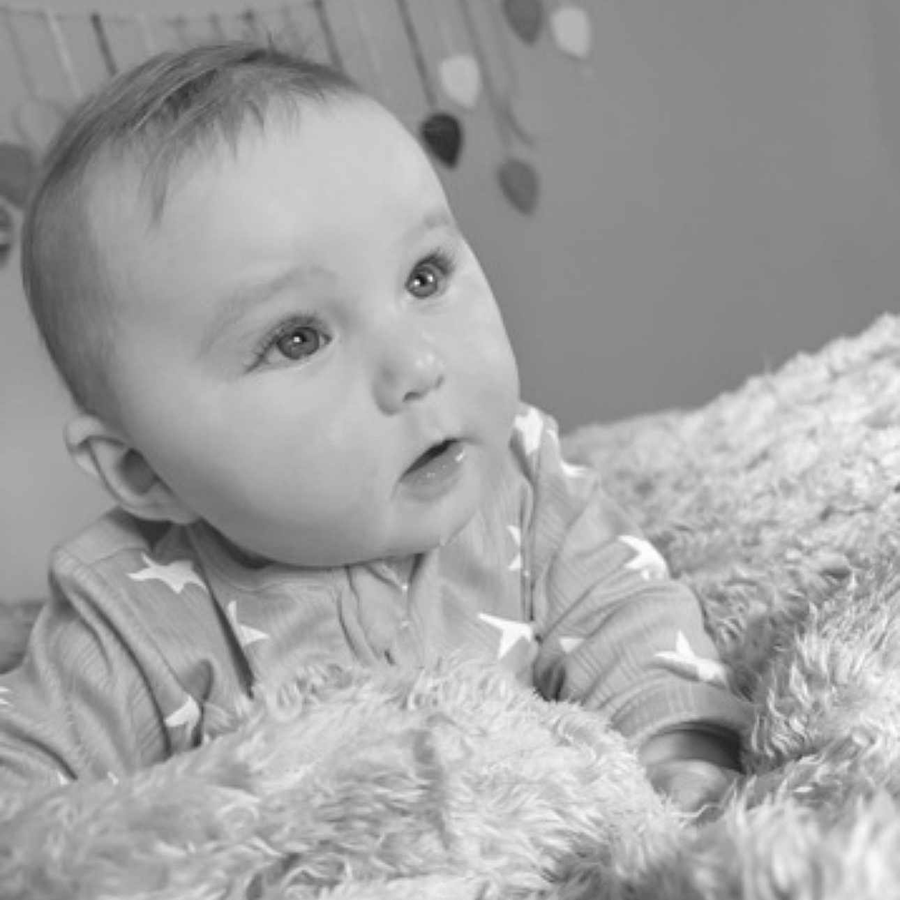 Scarlet Rose joined the competition — help win amazing prizes! baby, blanket, child, cozy, cute, decorations, expression, eyes, face, heart, indoor, infant, monochrome, onesie, portrait, sleepwear, soft, stars, texture, young