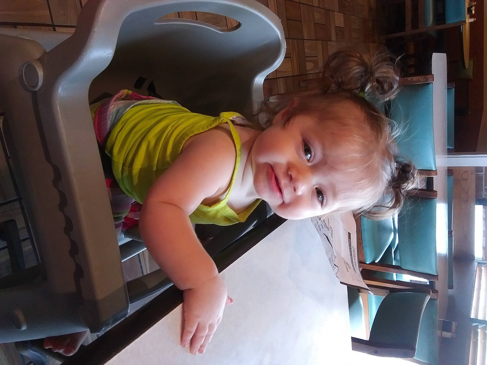 Jayleigh La'Chell is registered to the contest to win money with this photo: baby, baby_products, baby_toddler_clothing, cheek, child, chin, comfort, finger, fun, happy, laundry_room, mouth, nose, person, sitting, skin, smile, t_shirt, table, toddler