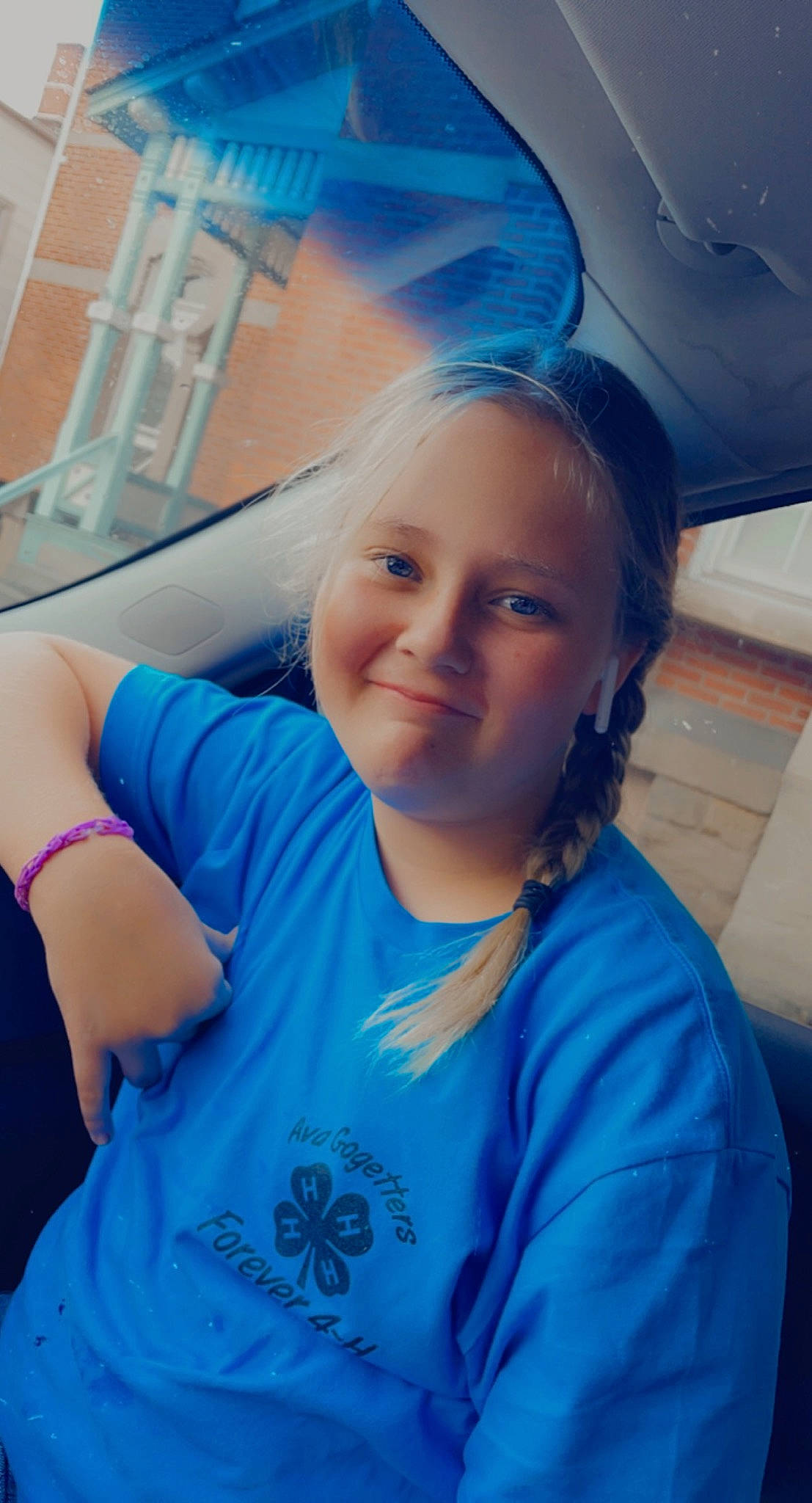 Dixie joined the competition — help win amazing prizes! air_travel, azure, beauty, blue, child, cool, electric_blue, fun, gesture, hairstyle, happy, joy, leisure, mouth, organ, person, selfie, shoulder, smile, t_shirt