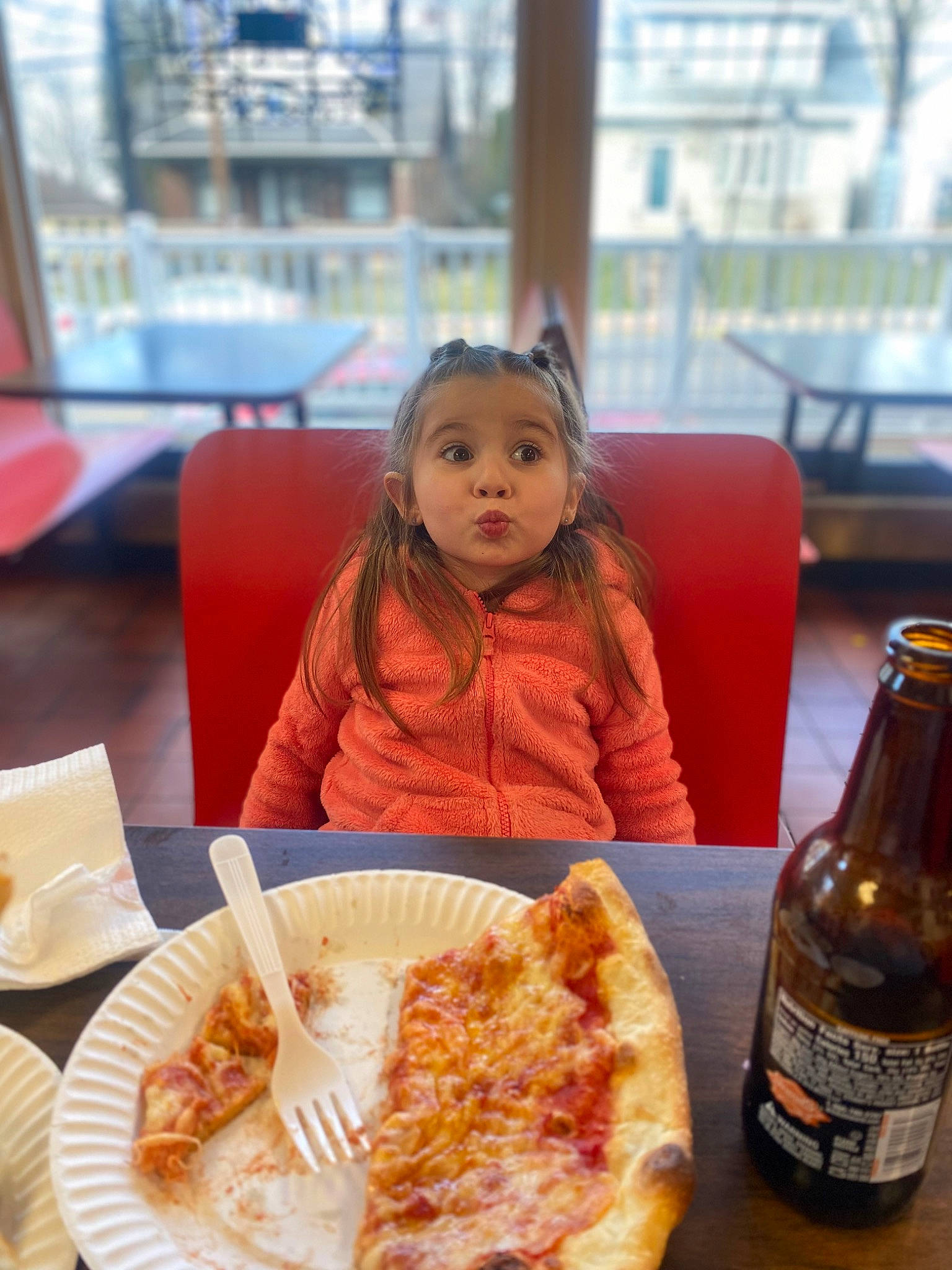 Nicole joined the competition — help win amazing prizes! alcoholic_beverage, bottle, california_style_pizza, chair, comfort_food, cuisine, dish, event, fast_food, finger_food, food, ingredient, junk_food, person, pizza, pizza_cheese, plate, recipe, sharing, surprise