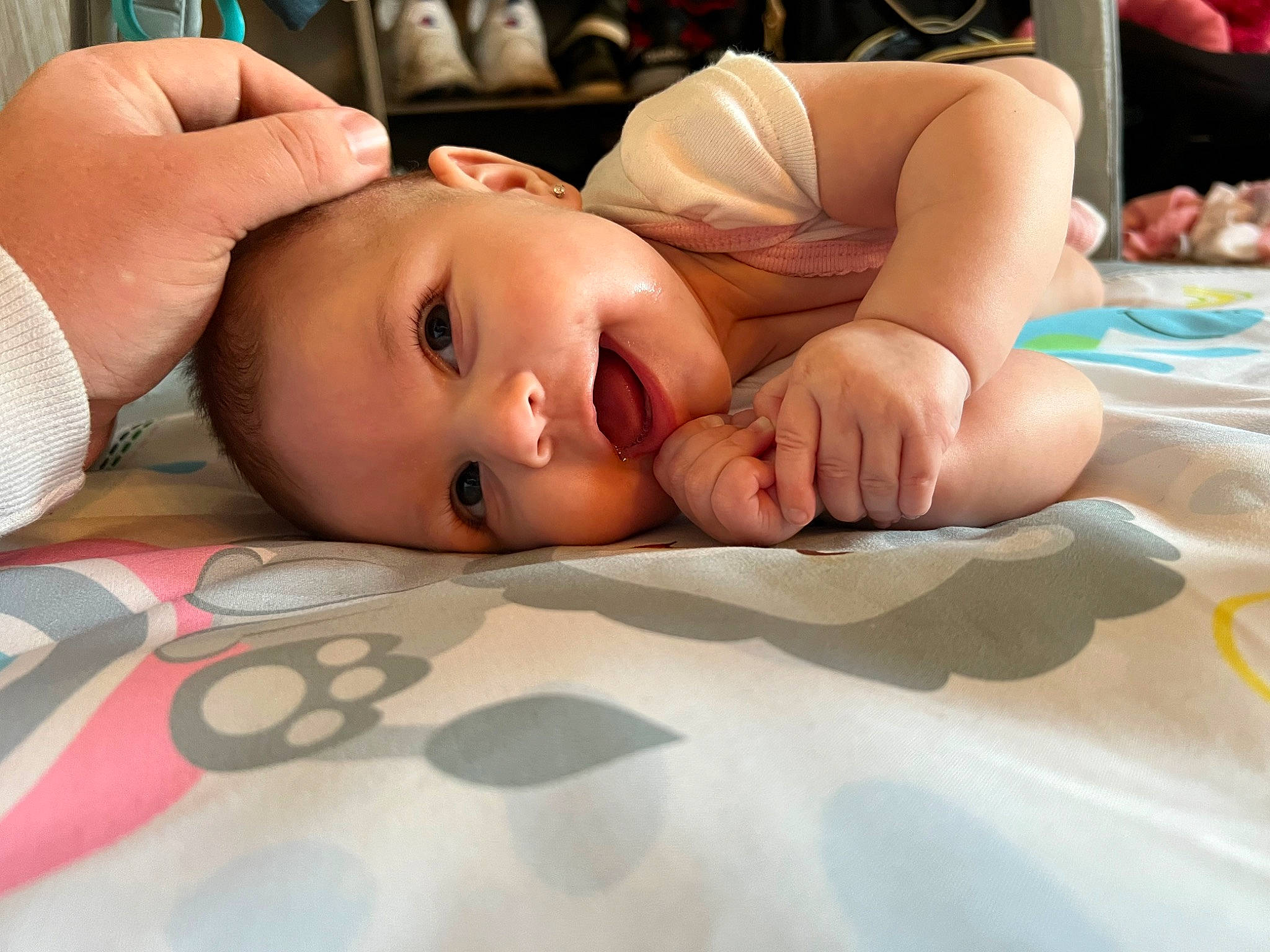 Skyla joined the competition — help win amazing prizes! abdomen, baby, cheek, chest, chin, comfort, event, eyebrow, eyelash, flooring, fun, gesture, happy, leisure, linens, mouth, person, skin, thumb, toddler