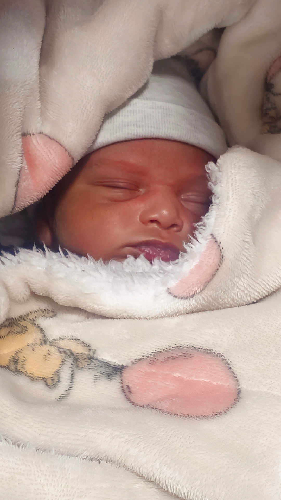 Andrew Sanz joined the competition — help win amazing prizes! newborn, baby, sleeping, blanket, soft, cozy, wrapped, infant, cute, pastel_colors, headwear, peaceful, face, closeup, warm, indoors, resting, child, toddler, portrait