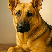 Missy joined the competition — help win amazing prizes! german_shepherd, dog, canine, pet, animal, ears, fur, portrait, indoor, brown, black, lying_down, paws, close_up, looking_at_camera, muzzle, alert, domestic_animal, companion, calm