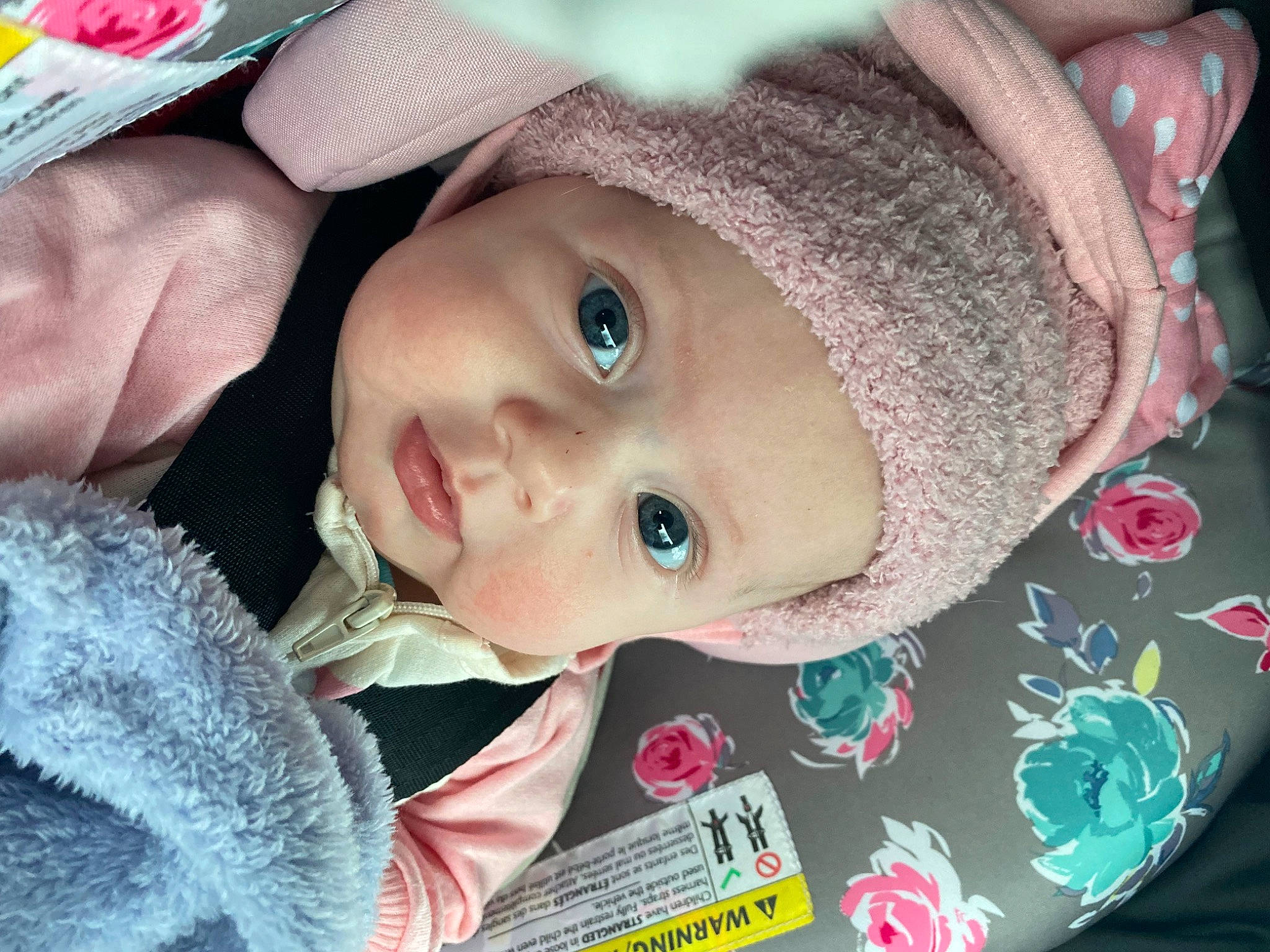 Rylee is registered to the contest to win money with this photo: baby, cap, cheek, chin, eye, eyebrow, eyelash, facial_expression, happy, hat, headwear, iris, lip, mammal, mouth, nose, organ, outerwear, person, skin