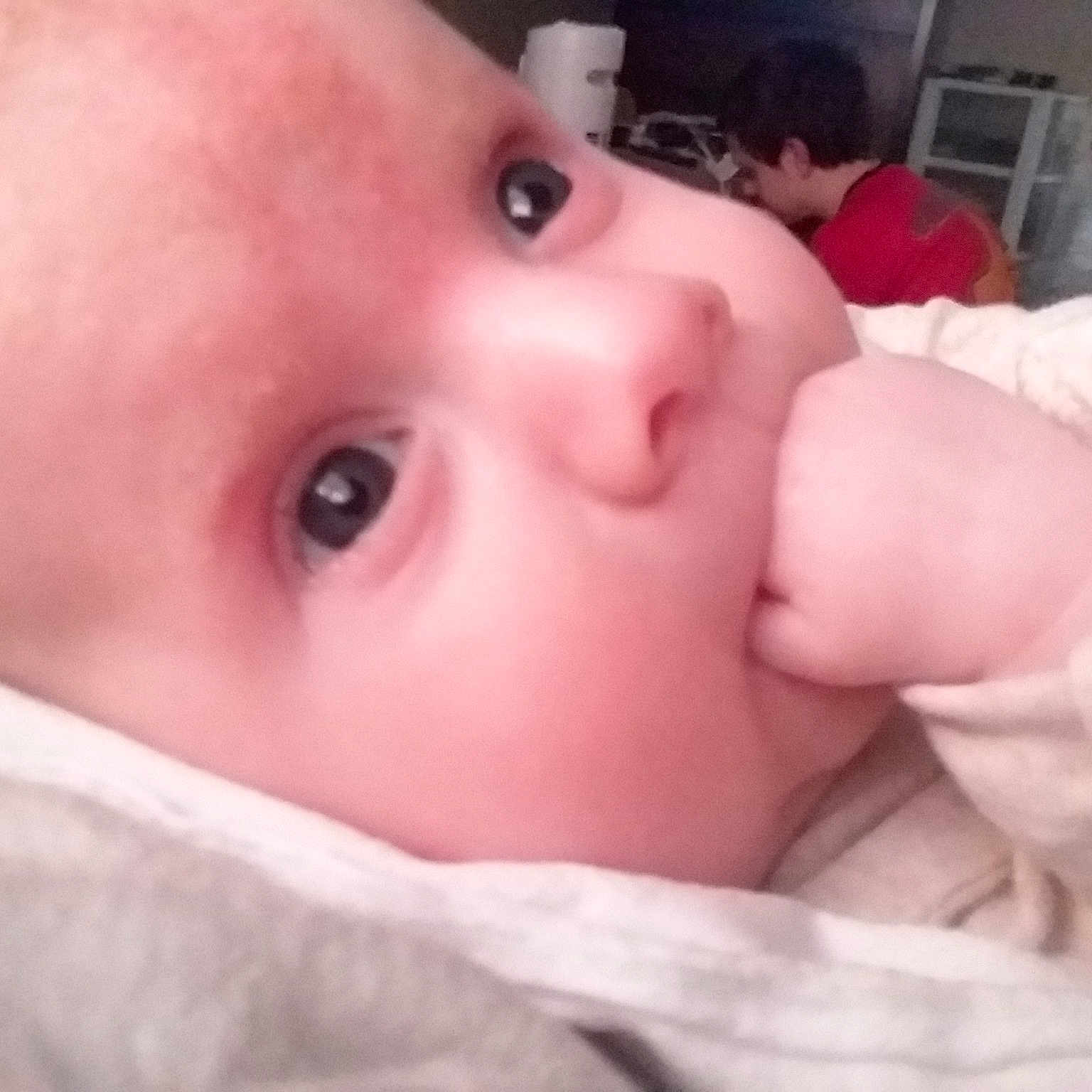 Jared is registered to the contest to win money with this photo: baby, baby_making_funny_faces, beauty, cheek, child, chin, close_up, eye, eyebrow, face, forehead, head, iris, lip, mouth, muscle, nose, organ, skin, toddler
