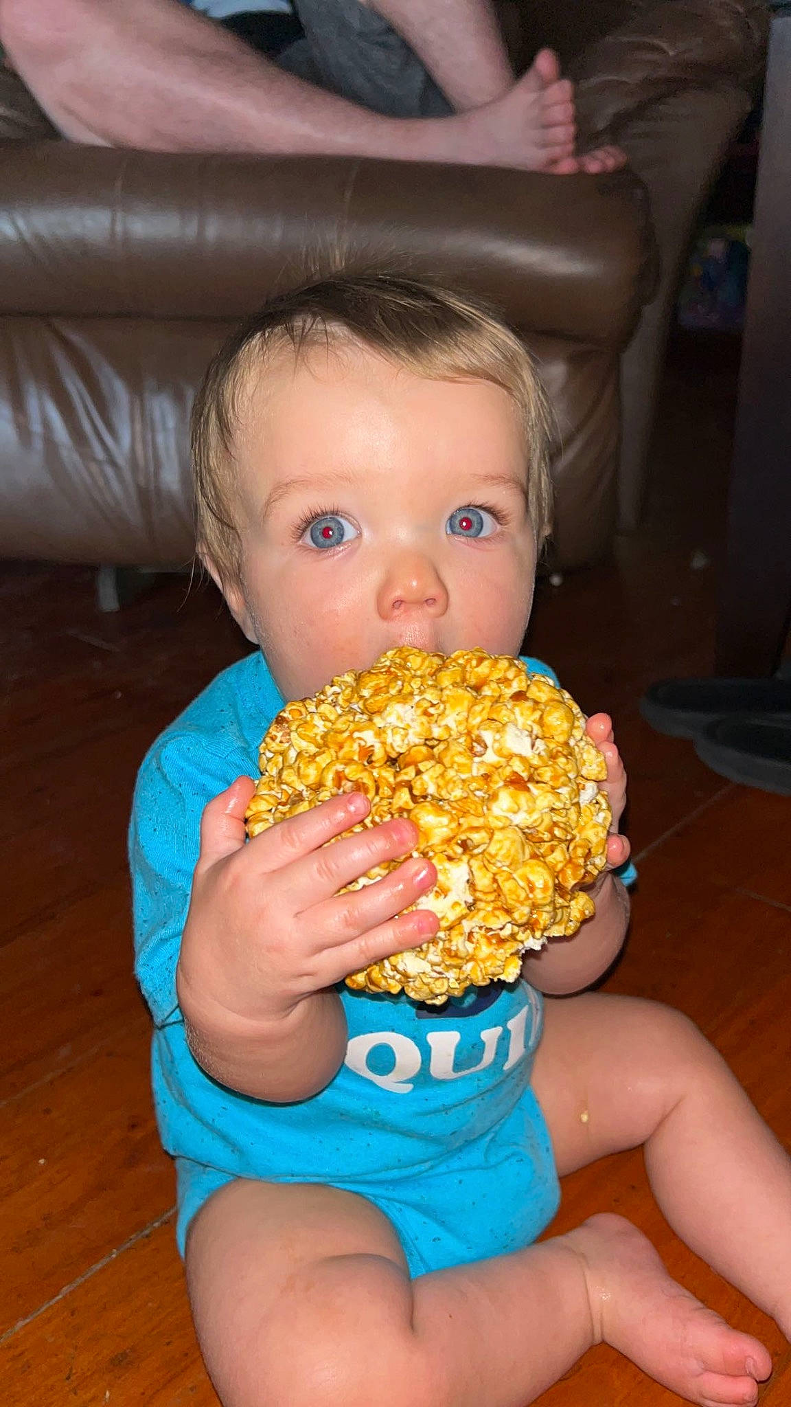 Elijah is registered to the contest to win money with this photo: baked_goods, chair, child, clock, couch, cuisine, dish, finger, food, food_craving, human_leg, ingredient, junk_food, nail, orange, person, popcorn, recipe, sweetness, toddler