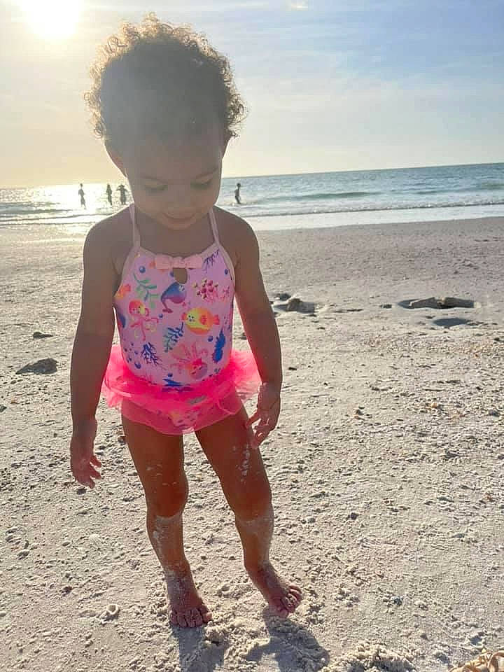 Paulianna joined the competition — help win amazing prizes! barefoot, beach, cloud, coastal_and_oceanic_landforms, eye, face, hair, hairstyle, happy, leg, light, people_in_nature, people_on_beach, person, sky, standing, summer, thigh, waist, water