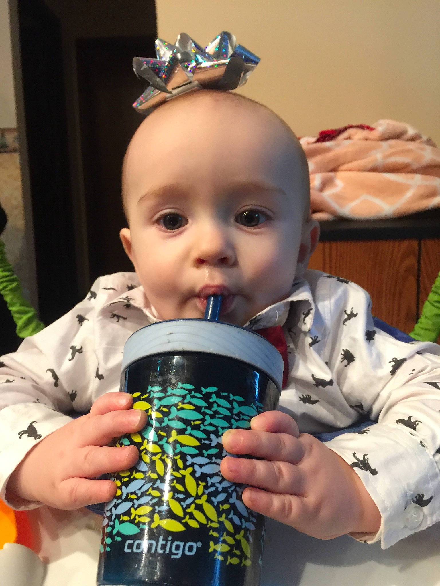 Corbyn joined the competition — help win amazing prizes! baby, child, drinkware, forehead, head, person, play, toddler