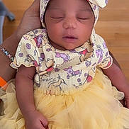 Jream joined the competition — help win amazing prizes! baby, newborn, infant, dress, yellow, bow, headband, sleeping, hand, cute, tulle, clothing, soft, peaceful, child, adorable, portrait, person, human, indoor