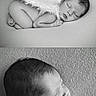 newborn, baby, infant, sleeping, angel_wings, black_and_white, portrait, close_up, peaceful, soft_texture, skin, face, head, hand, fingers, lying_down, cute, newborn_photography, child, resting