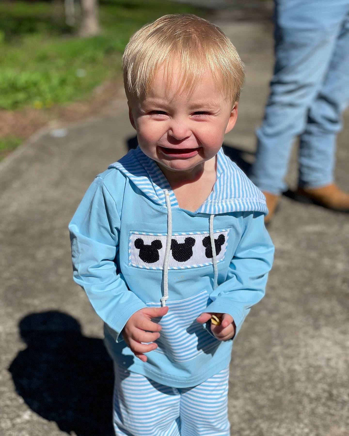 Kholson joined the competition — help win amazing prizes! baby, baby_toddler_clothing, child, electric_blue, eye, face, gesture, grass, happy, joint, mammal, person, photograph, plant, sleeve, smile, standing, t_shirt, toddler, tree