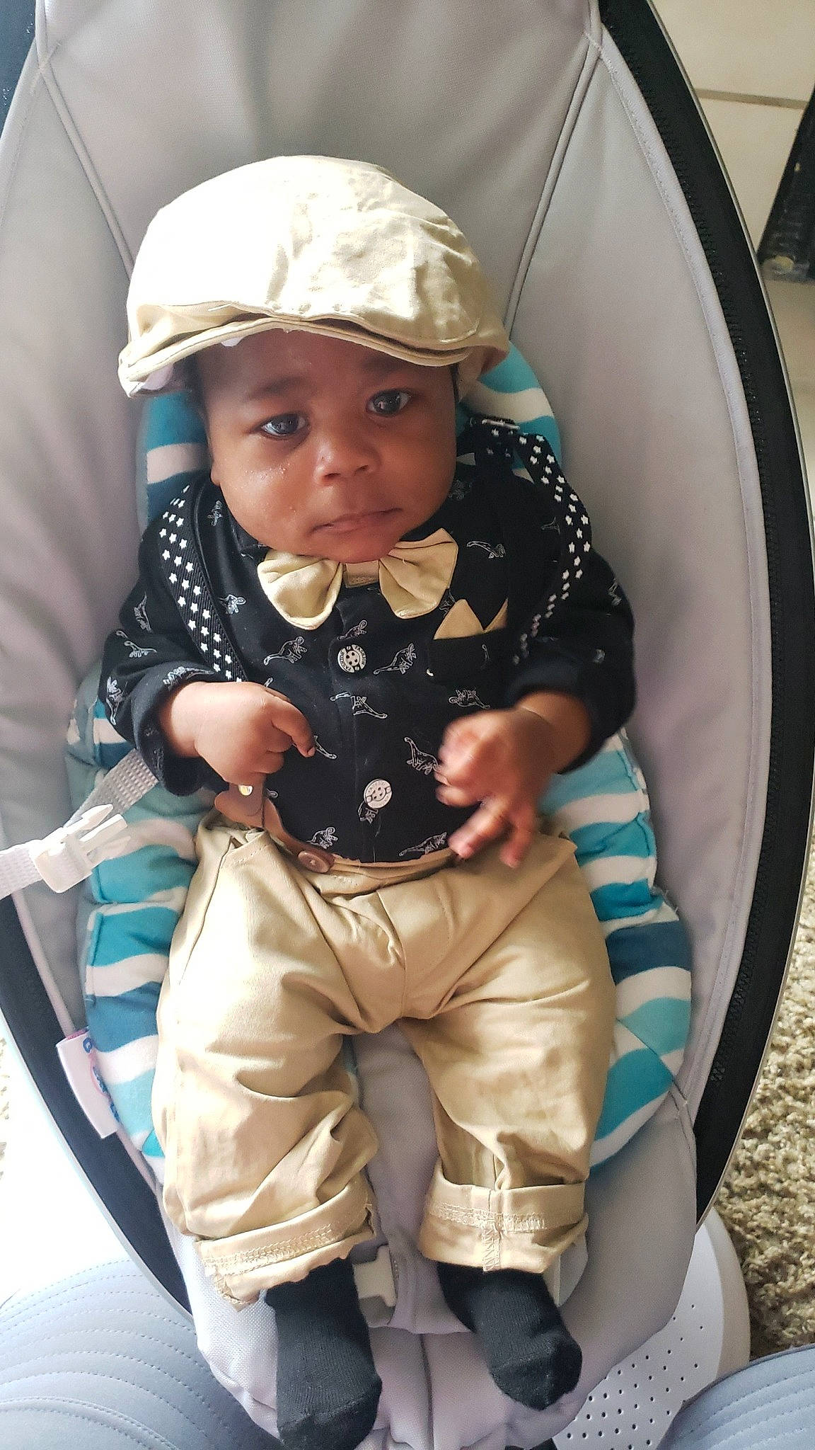 Thomas is registered to the contest to win money with this photo: baby, baby_carriage, baby_products, baby_safety, baby_toddler_clothing, cap, cheek, child, comfort, cool, fashion_accessory, fun, headwear, people, person, personal_protective_equipment, photograph, product, sitting, sleeve