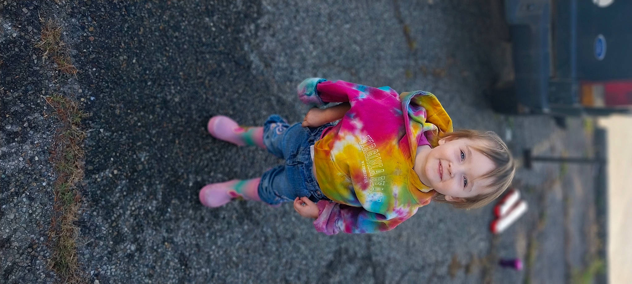 Kynzley joined the competition — help win amazing prizes! asphalt, child, concrete, fun, grass, happy, joy, leisure, magenta, person, pink, play, recreation, road_surface, smile, tar, toddler, tree, water