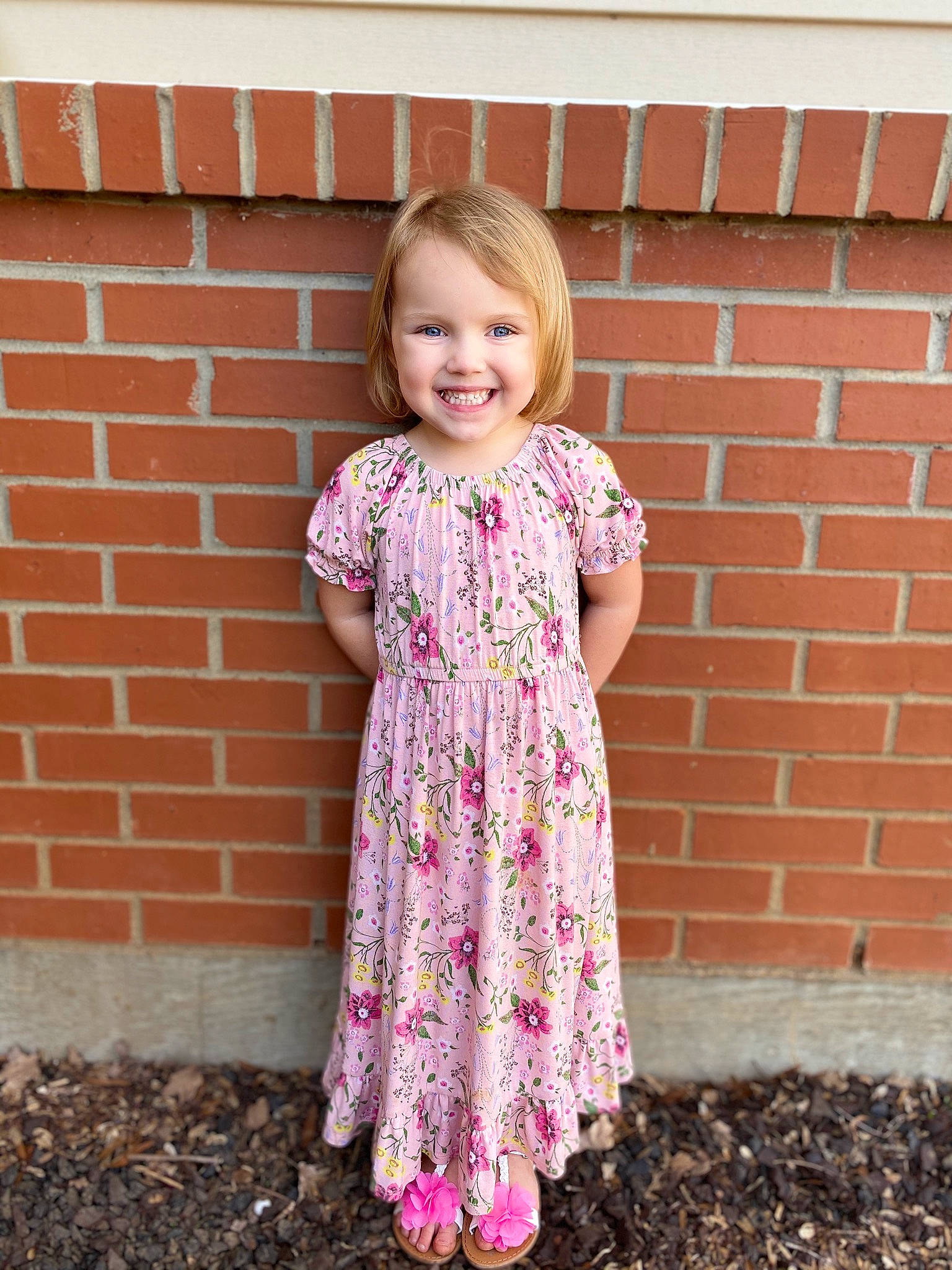 Kimberlyn joined the competition — help win amazing prizes! blond, child, child_model, clothing, day_dress, design, dress, fashion_accessory, joy, pattern, person, photograph, photography, pink, plant, portrait, ruffle, sleeve, smile, textile