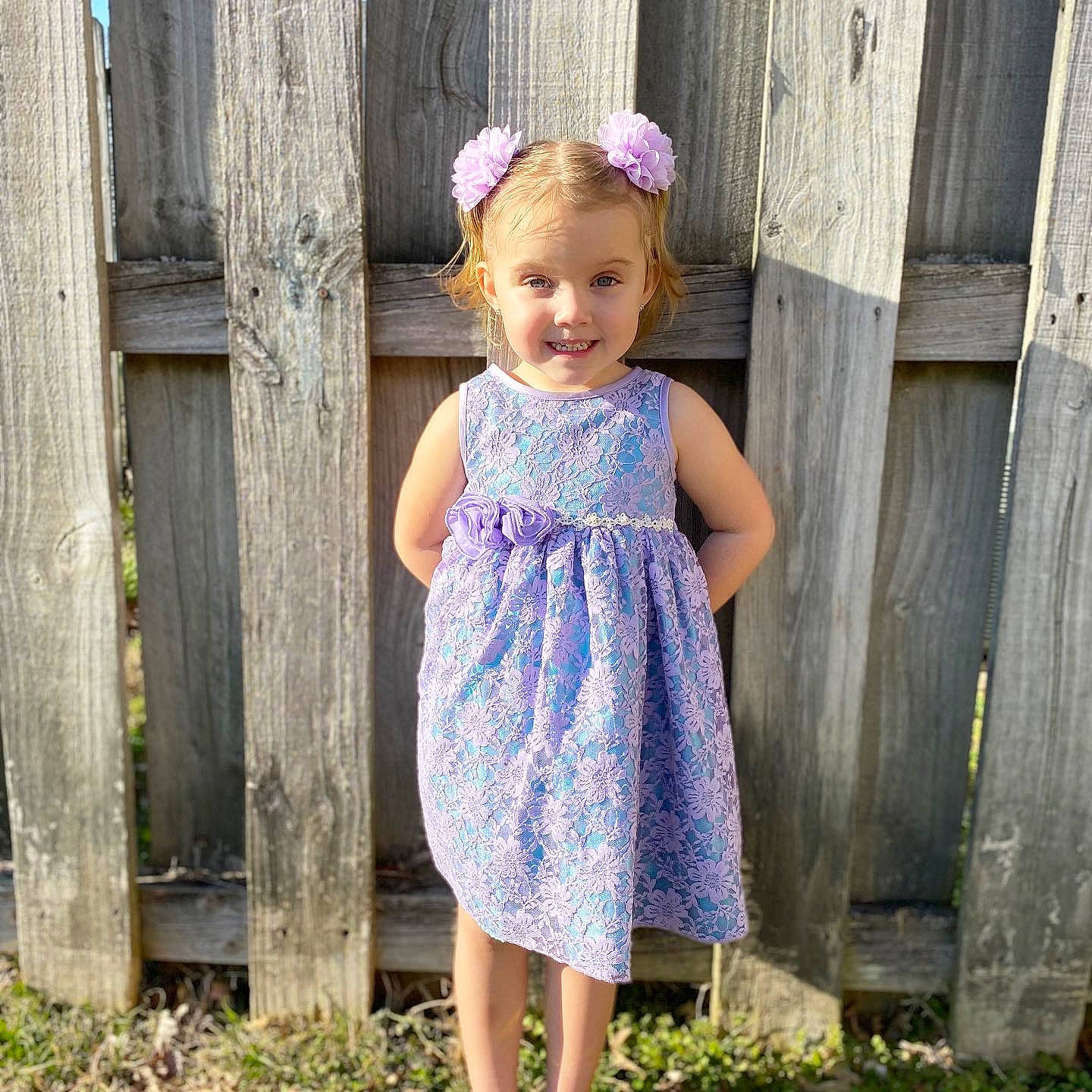 Kimberlyn is registered to the contest to win money with this photo: baby_toddler_clothing, child, child_model, clothing, day_dress, design, dress, joy, lavender, pattern, person, purple, textile, toddler