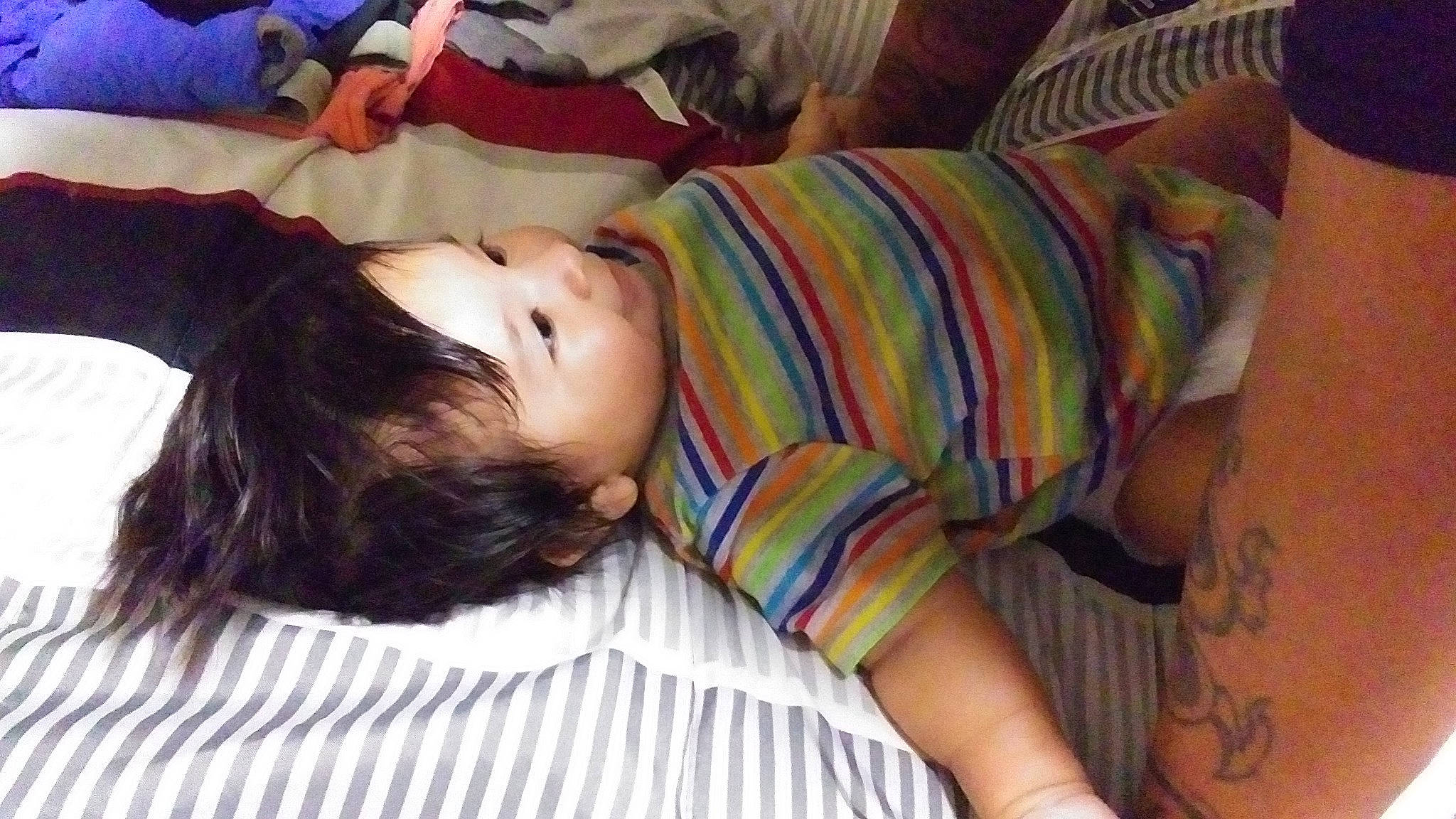 Leonel joined the competition — help win amazing prizes! arm, birth, black_hair, cheek, child, ear, finger, gesture, hand, head, leg, mouth, nap, neck, nose, person, selfie, sleep