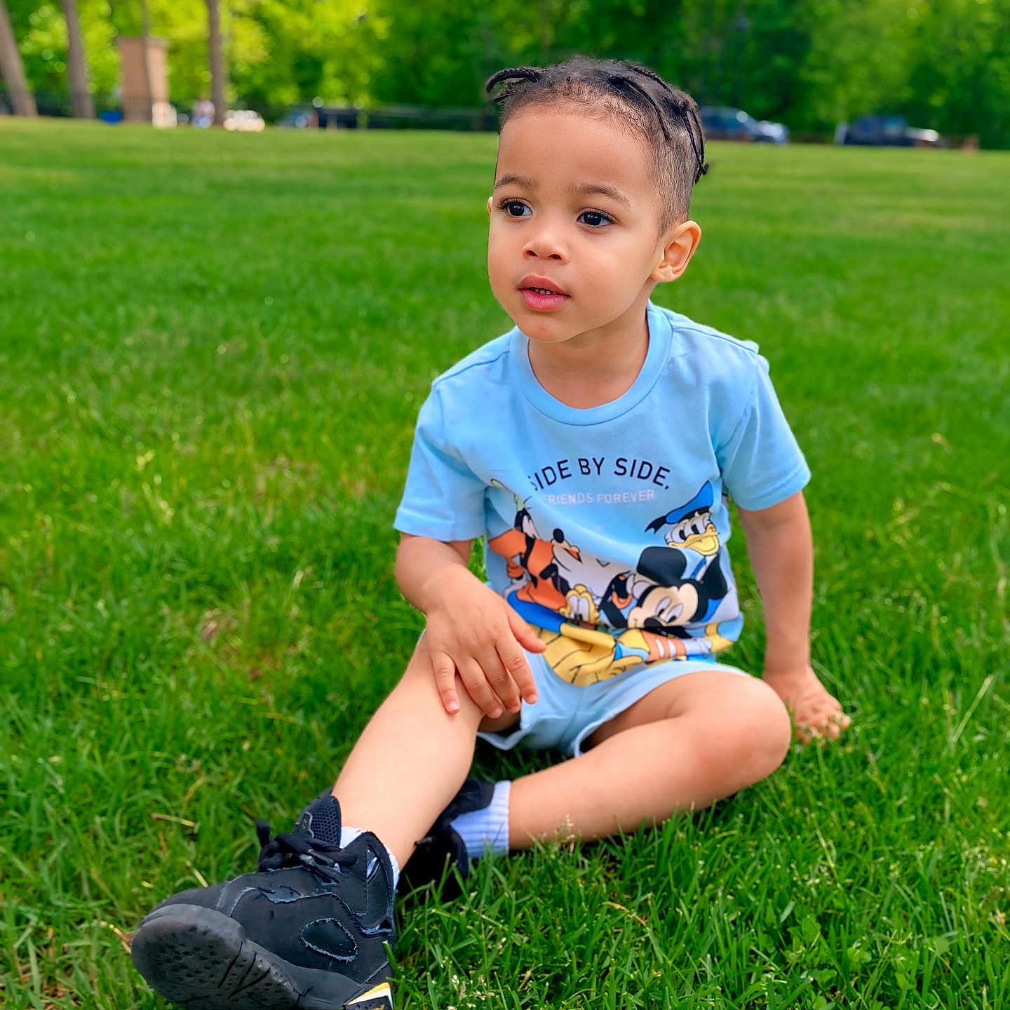 King joined the competition — help win amazing prizes! ball, clothing, face, football, footwear, grass, head, lawn, nature, outdoors, park, person, photography, plant, portrait, shoe, sitting, soccer, soccerball, sport
