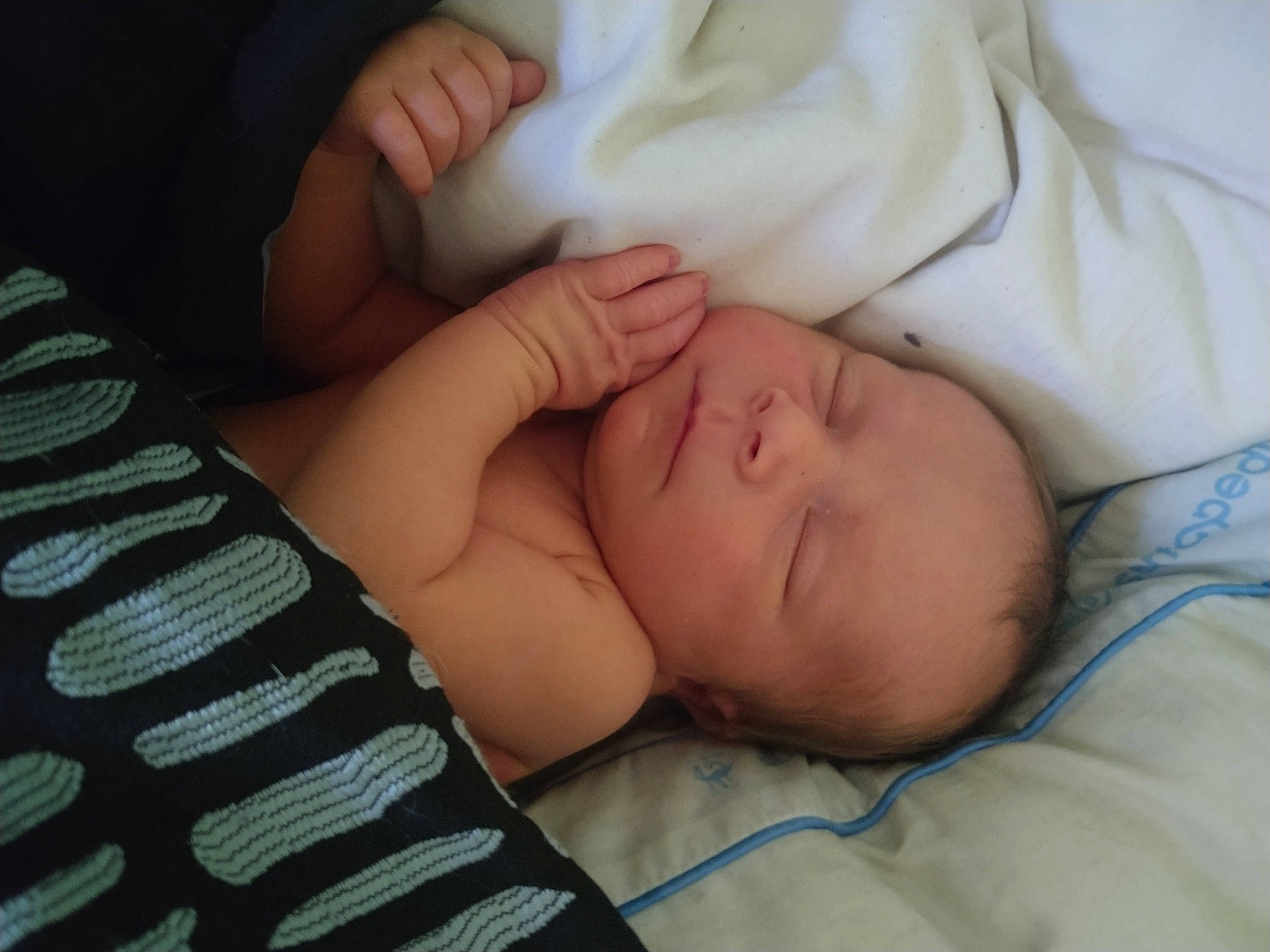 Alden is registered to the contest to win money with this photo: baby, baby_toddler_clothing, bedtime, child, comfort, linens, nap, pattern, person, skin, sleep, textile, thumb, toddler