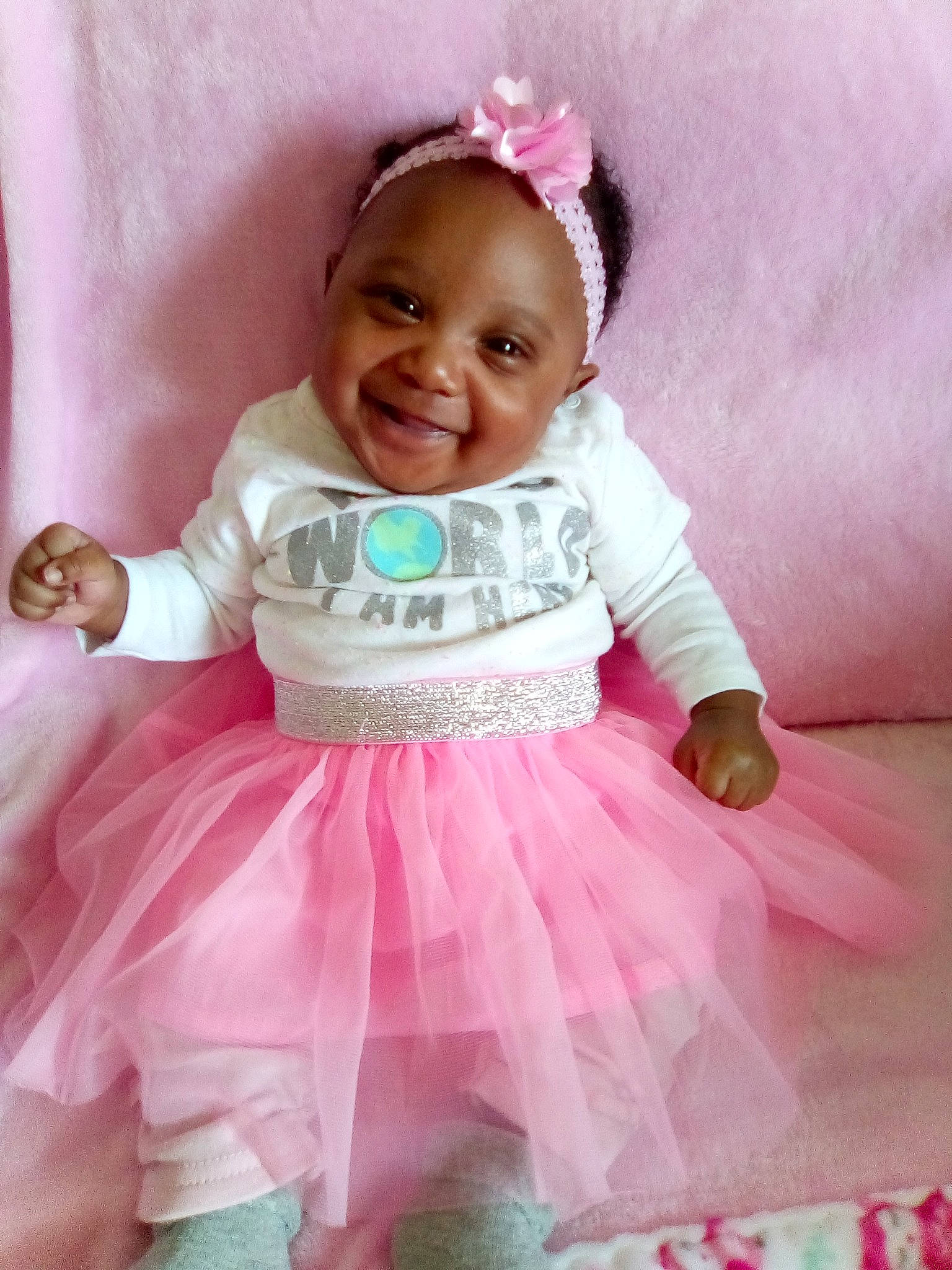 Ta'Hiry is registered to the contest to win money with this photo: baby, baby_products, baby_toddler_clothing, ballet_tutu, child, clothing, costume, dress, hair_accessory, joy, person, pink, product, toddler