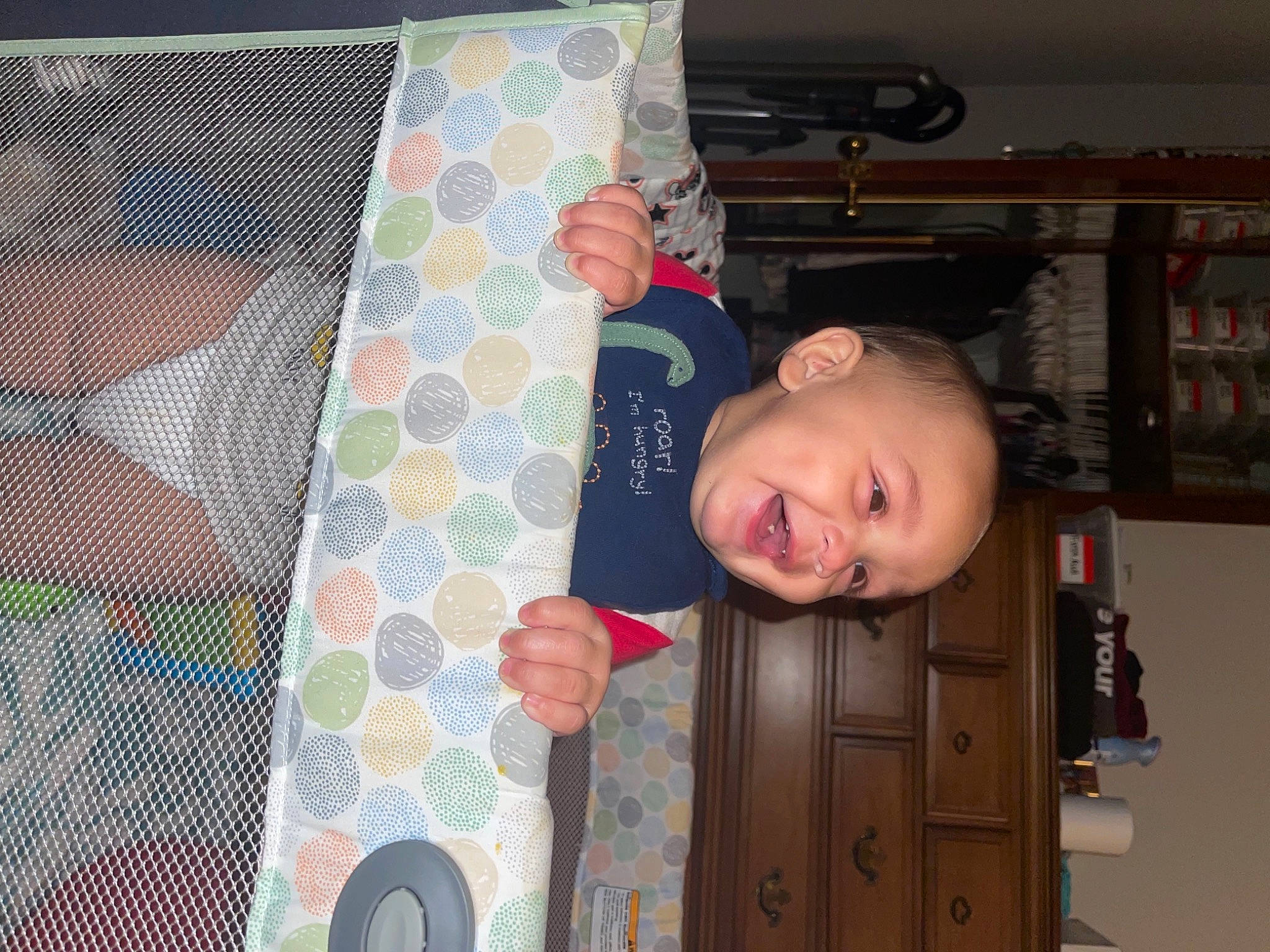 Carter joined the competition — help win amazing prizes! baby_products, baby_toddler_clothing, cabinetry, child, circle, comfort, door, fun, home_door, house, linens, mesh, pattern, person, room, shelf, smile, toddler, varnish, visual_arts