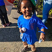 Jaheim joined the competition — help win amazing prizes! child, smiling, blue_tshirt, baseball, keychain, hand_sanitizer, outdoor, sunlight, people, grass, pavement, shoes, jeans, kite, group, event, happy, playful, portrait, casual_clothing