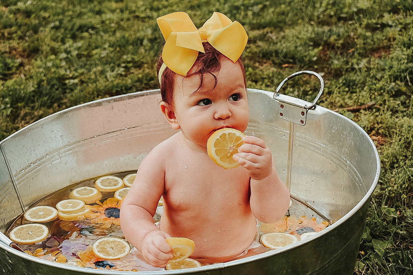 Emmersyn joined the competition — help win amazing prizes! baby, baby_bathing, bathing, child, comfort_food, cuisine, dish, food, mongolian_food, person, side_dish
