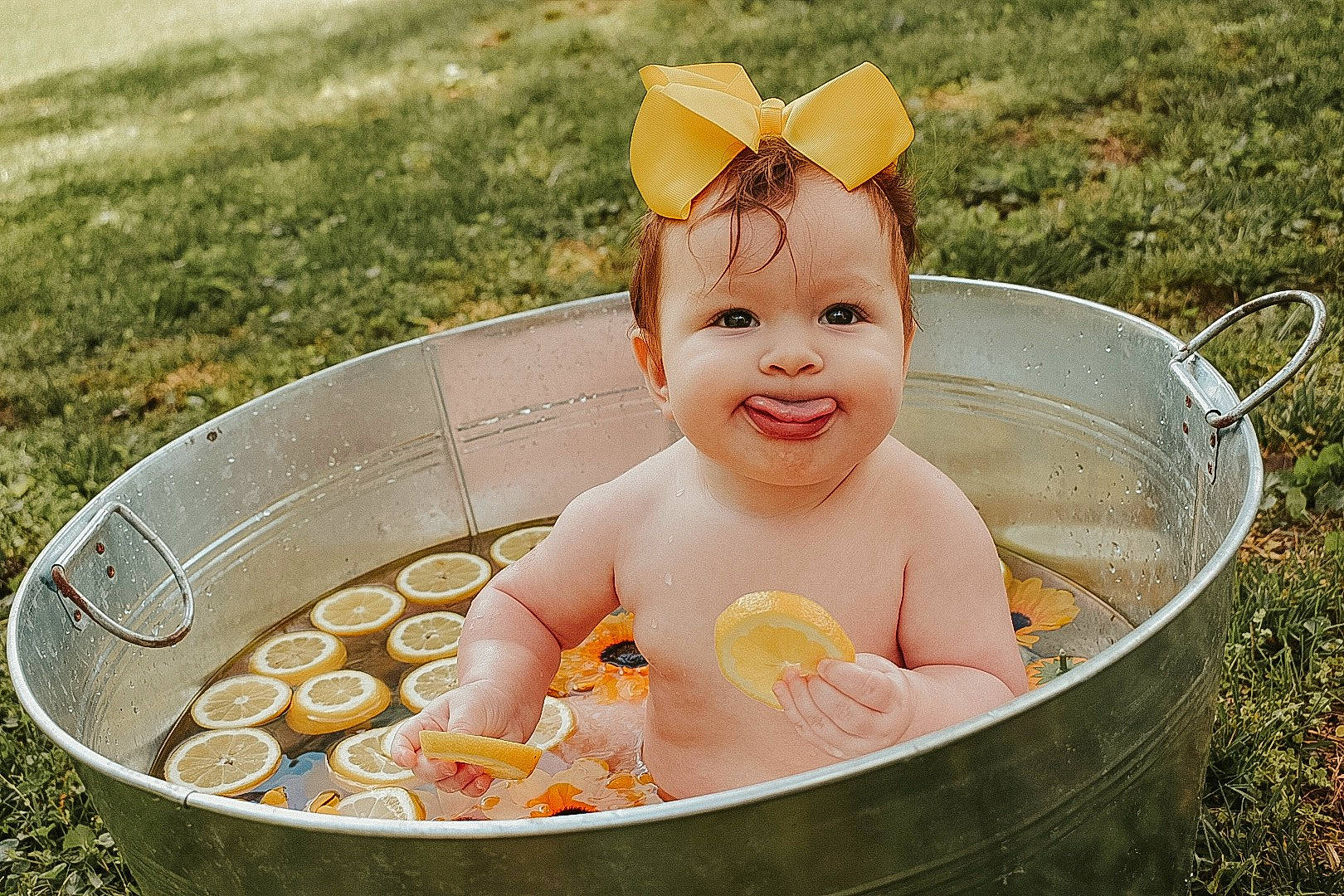 Emmersyn is registered to the contest to win money with this photo: baby, baby_bathing, baby_products, bathing, child, dish, food, joy, person, product