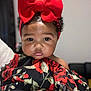 Elina joined the competition — help win amazing prizes! baby, child, face, headband, bow, red, dress, floral_pattern, pout, cute, portrait, skin, eyes, indoors, person, infant, fashion, clothing, expression, adorable