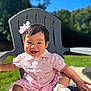 Amy is registered to the contest to win money with this photo: baby, bow, chair, child, cute, daylight, fashion, grass, happy, nature, outdoor, person, pink_dress, portrait, sandal, seat, smiling, summer, sunny, toddler