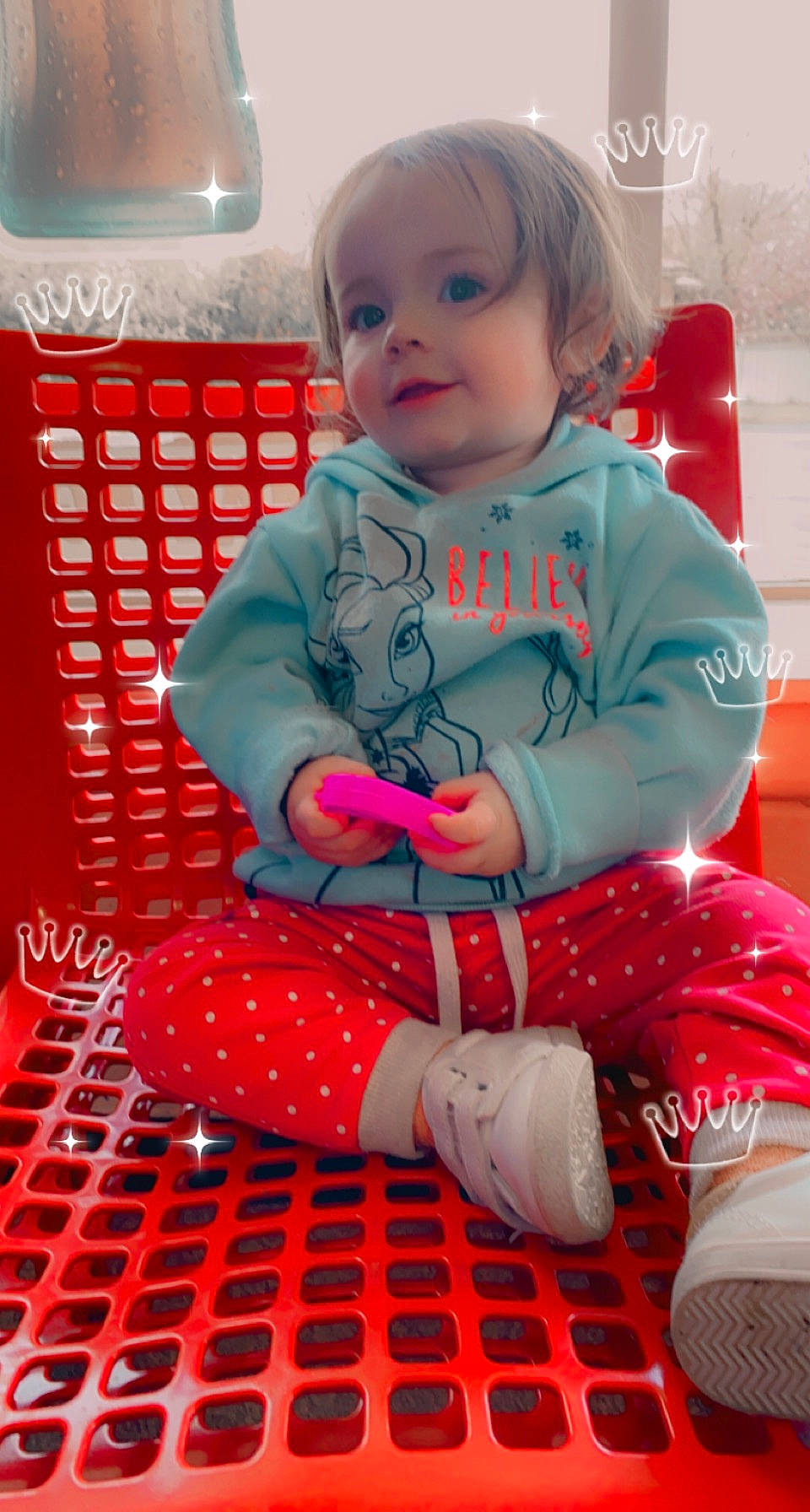 Matayia joined the competition — help win amazing prizes! baby, baby_toddler_clothing, cheek, child, event, face, fun, happy, lap, magenta, organ, pattern, person, pink, red, sitting, skin, sleeve, smile, sock