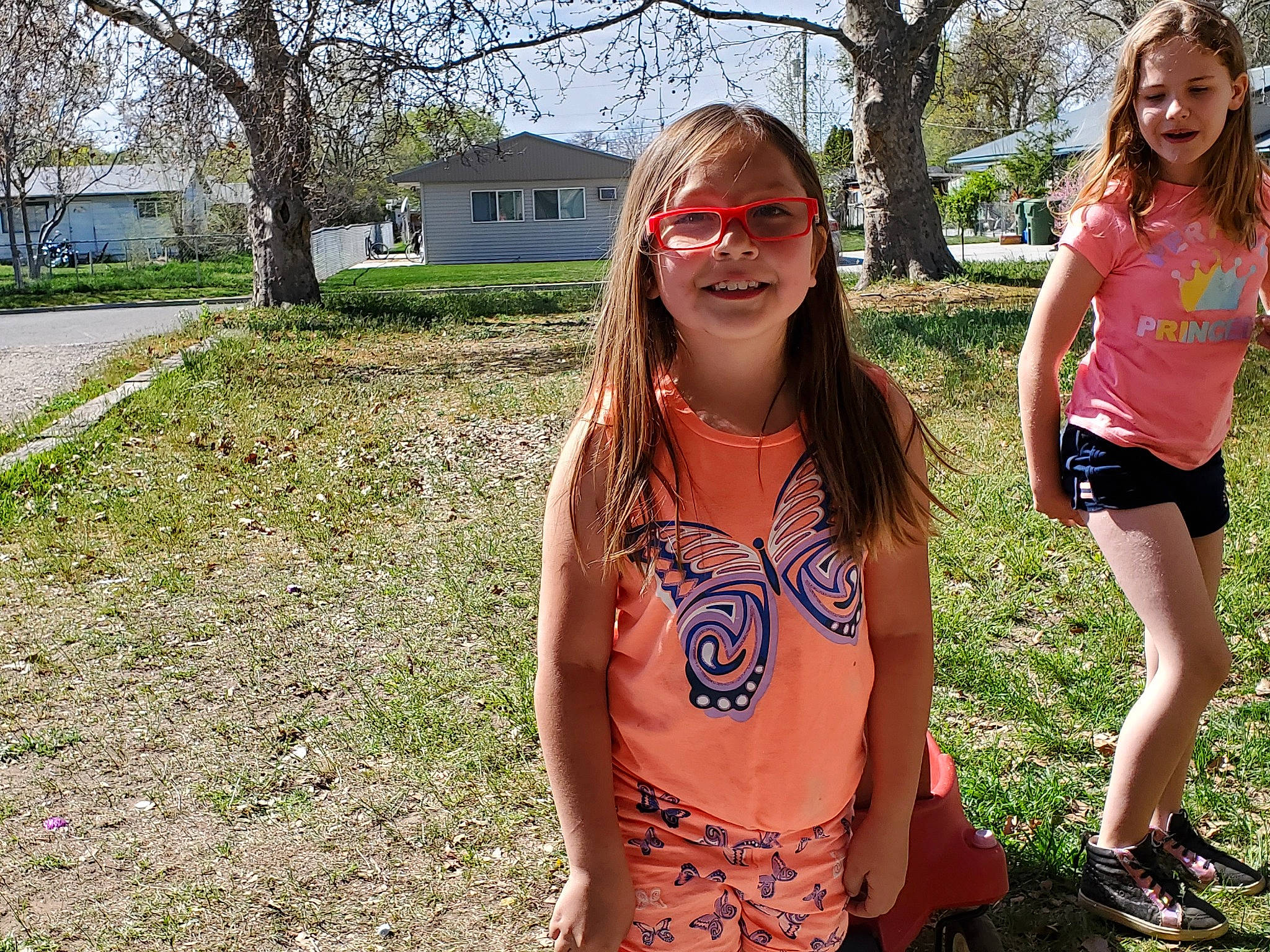 Estrella joined the competition — help win amazing prizes! eyewear, fawn, fun, glasses, grass, hair, happy, joy, long_hair, person, plant, recreation, shorts, shoulder, smile, spring, style, summer, sunglasses, t_shirt