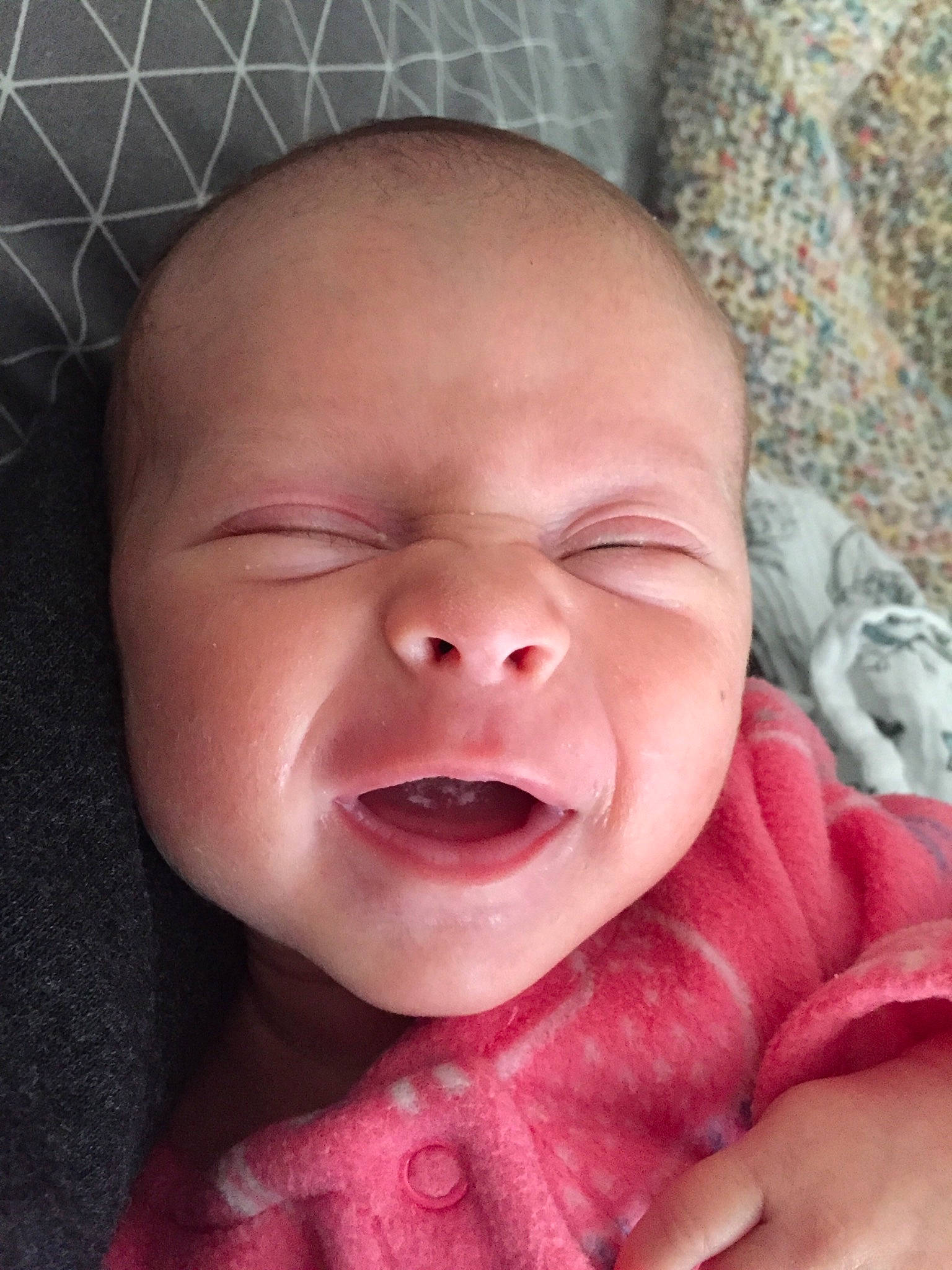 Lily-may is registered to the contest to win money with this photo: baby, baby_laughing, baby_making_funny_faces, cheek, child, chin, face, facial_expression, forehead, head, laugh, lip, mouth, nose, person, skin, smile, toddler, tongue, yawn