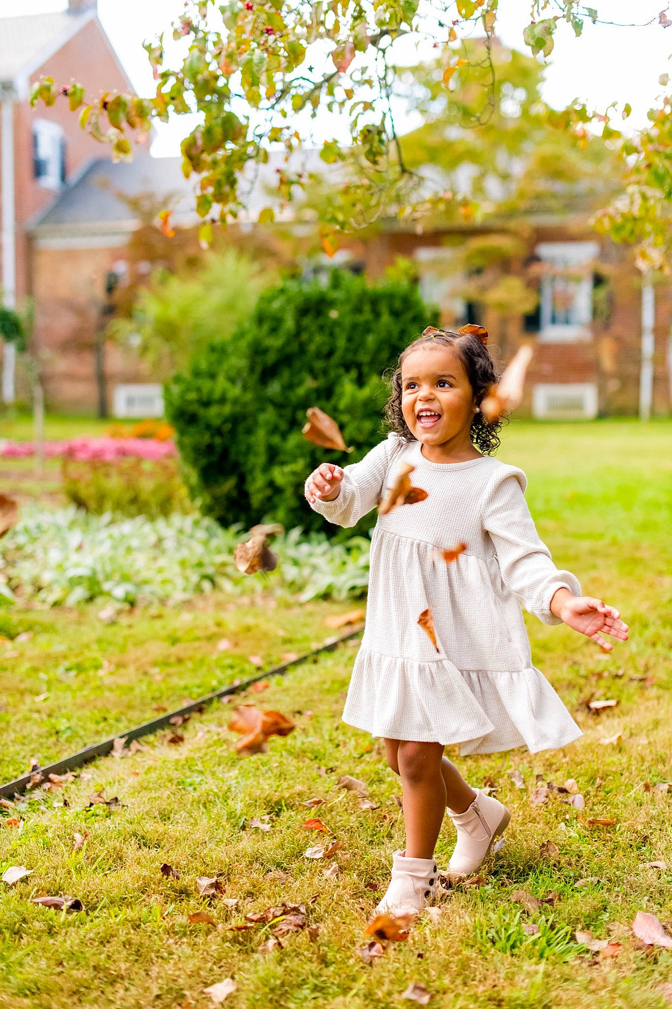 Haidyn joined the competition — help win amazing prizes! botany, branch, dress, grass, happy, leaf, leg, leisure, meadow, nature, people_in_nature, person, plant, recreation, shoe, smile, summer, sunlight, toddler, tree