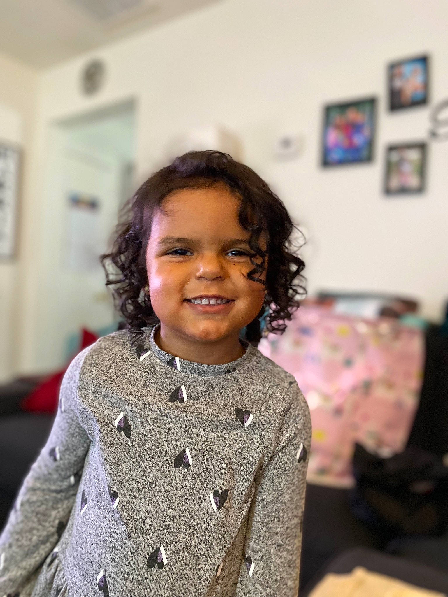 Haidyn is registered to the contest to win money with this photo: art, baby_toddler_clothing, cheek, child, design, event, fashion_design, flooring, fun, happy, head, joy, magenta, pattern, person, picture_frame, room, sleeve, smile, toddler
