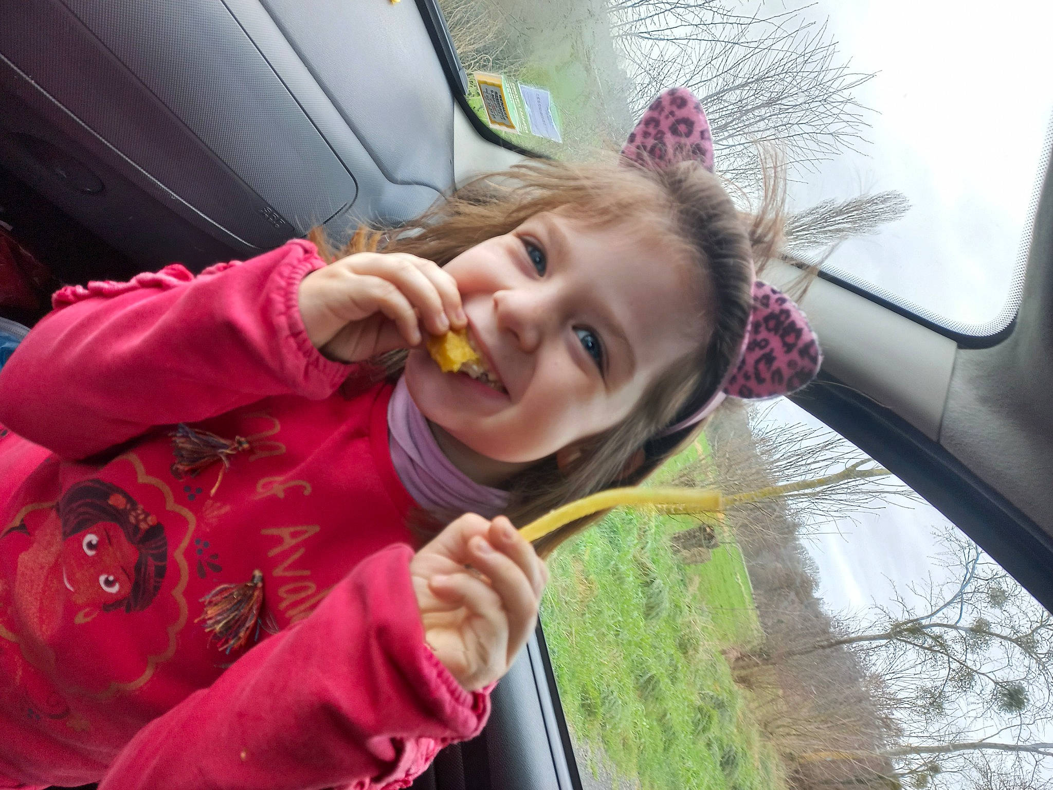 Mayra participe au concours pour gagner de l'argent avec cette photo : auto_part, automotive_exterior, automotive_window_part, blond, car, family_car, finger, fun, glass, happy, joy, leisure, motor_vehicle, person, pink, plant, smile, toddler, vehicle, vehicle_door