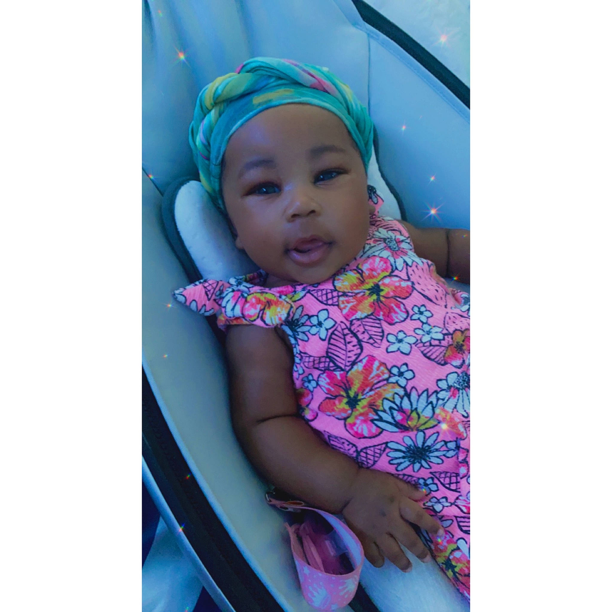 Asiyah joined the competition — help win amazing prizes! baby, baby_toddler_clothing, clothing, dress, electric_blue, eye, fashion_accessory, fun, happy, headwear, iris, magenta, pattern, person, pink, plant, purple, recreation, sleeve, t_shirt