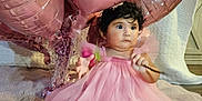 Merida is registered to the contest to win money with this photo: adorable, baby, balloons, blanket, celebration, child, curly_hair, cute, decorations, festive, flower, happy, heart_shaped, indoor, pink_dress, portrait, sitting, soft_texture, toddler, white_socks